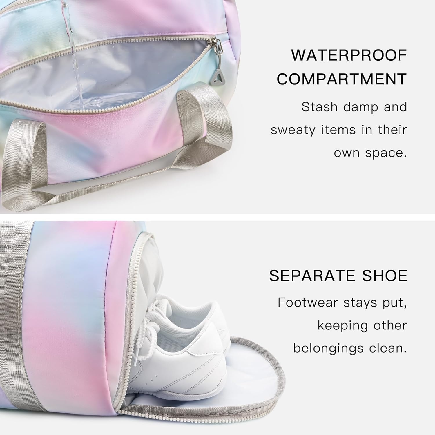 STELLE Dance Bag for Girls Ballet Bag Gifts for Girls Waterproof Sports Gymnastics Bag with Shoe Compartment Cheer Duffle Bag(Rainbow Wash)