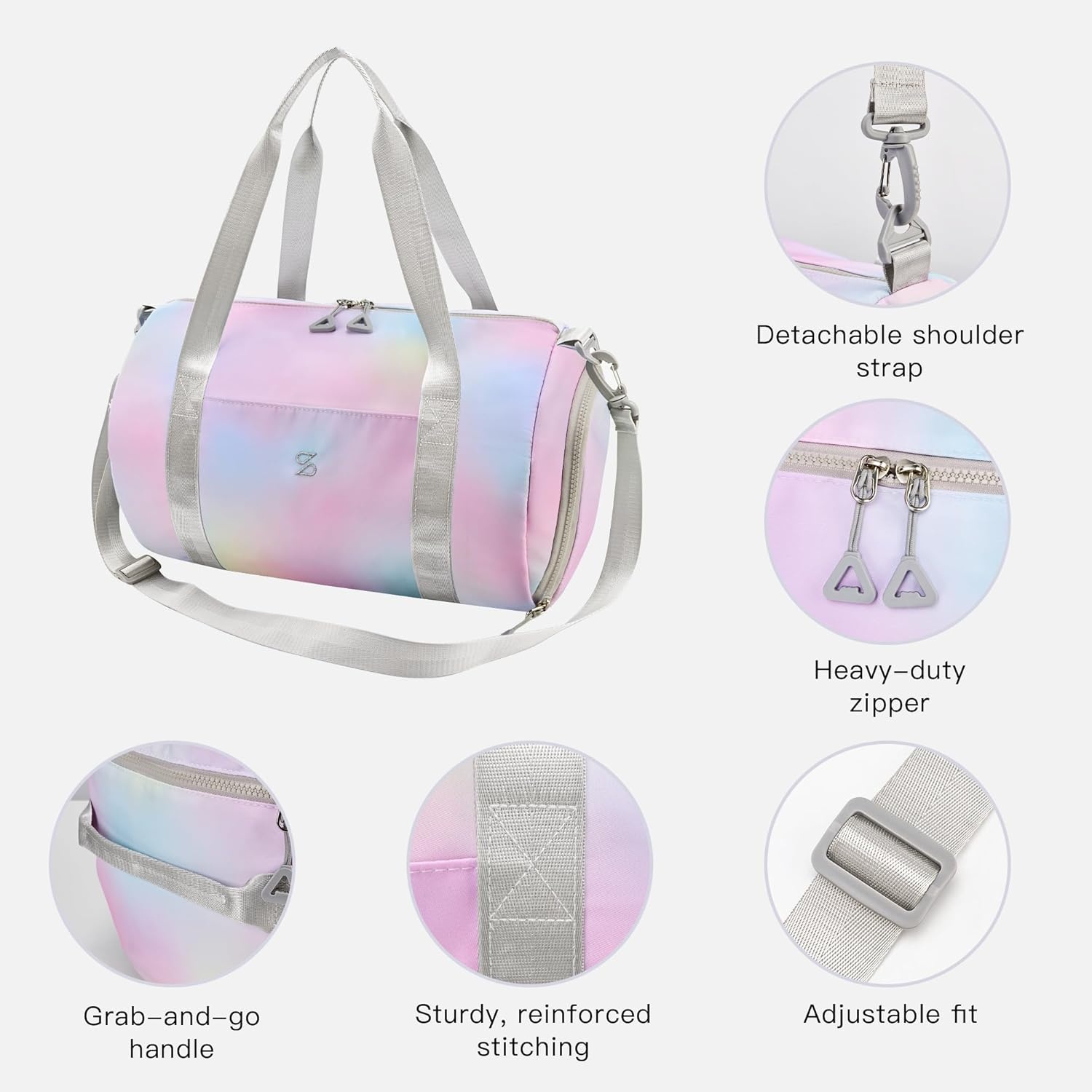 STELLE Dance Bag for Girls Ballet Bag Gifts for Girls Waterproof Sports Gymnastics Bag with Shoe Compartment Cheer Duffle Bag(Rainbow Wash)