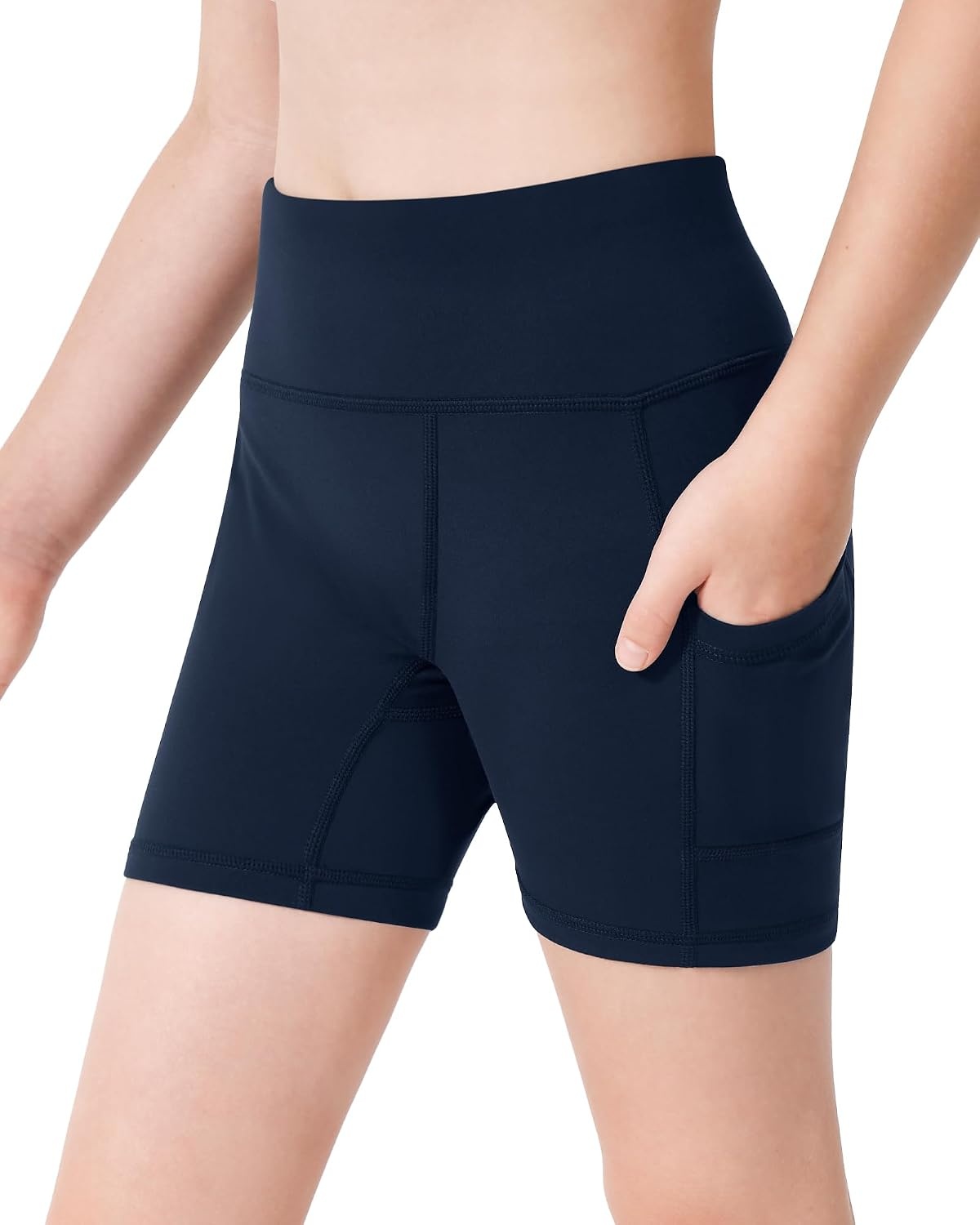 Stelle Girls 3″/4″/8″ Bike Volleyball Shorts with Pockets Athletic Dance(Navy)
