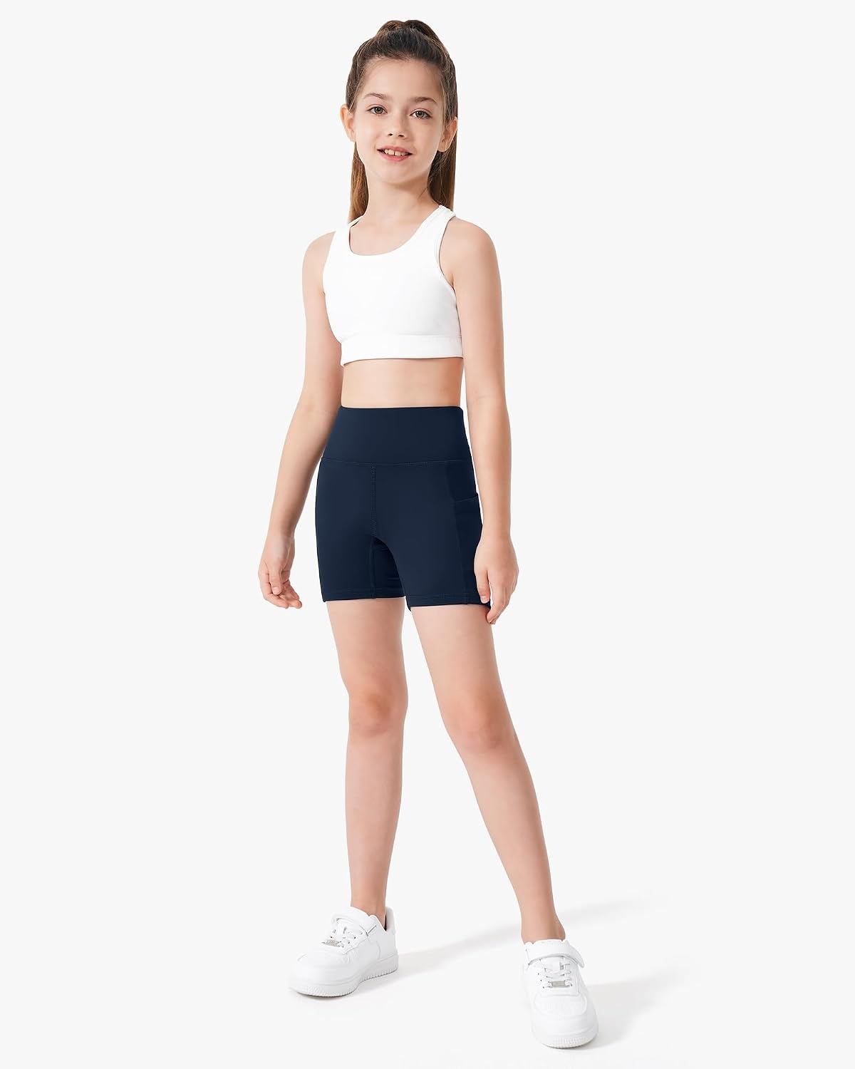 Stelle Girls 3″/4″/8″ Bike Volleyball Shorts with Pockets Athletic Dance(Navy)