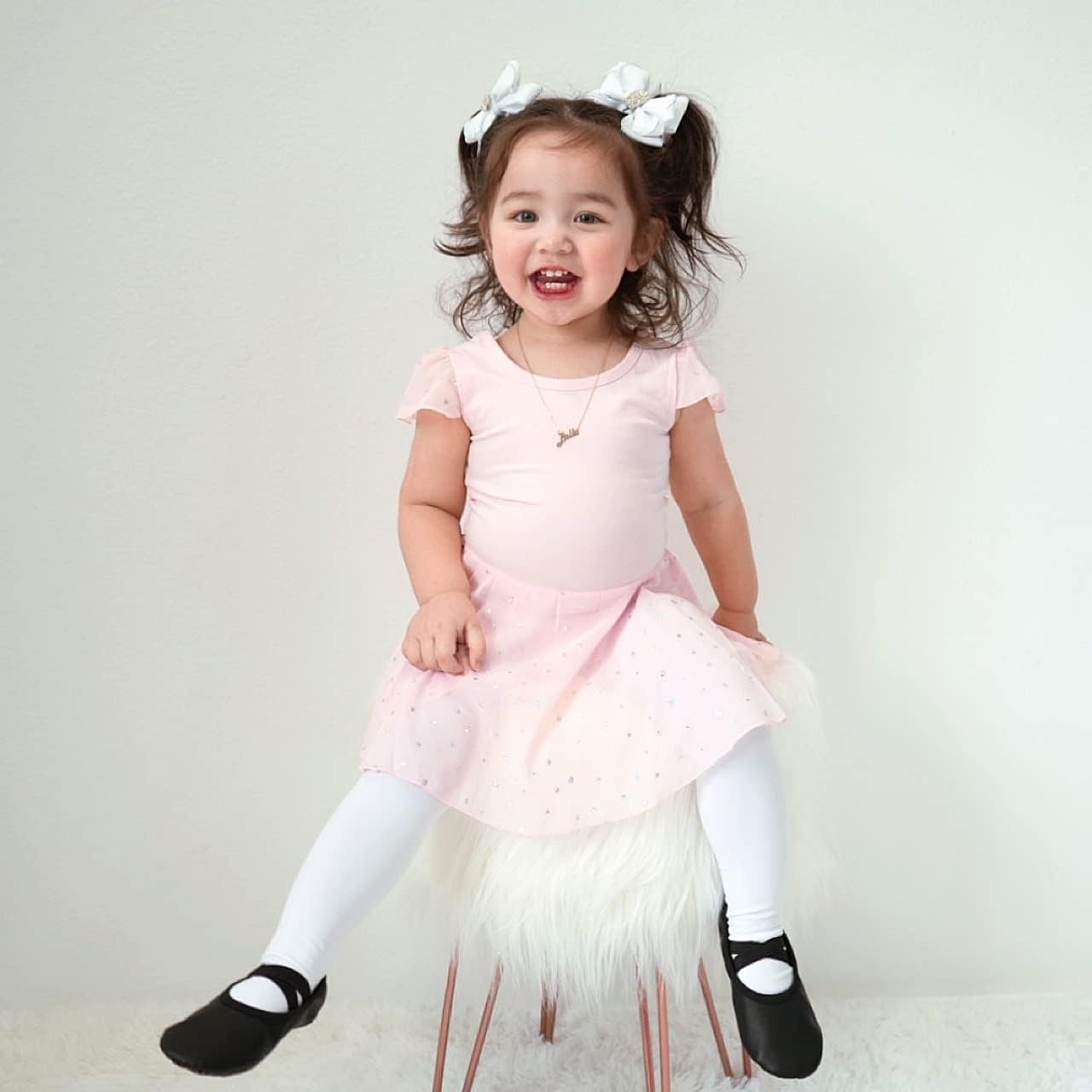 Stelle Girls’ Footed Ballet Tights for Dance Class Toddler Kids 2T-15Y(Black+white)