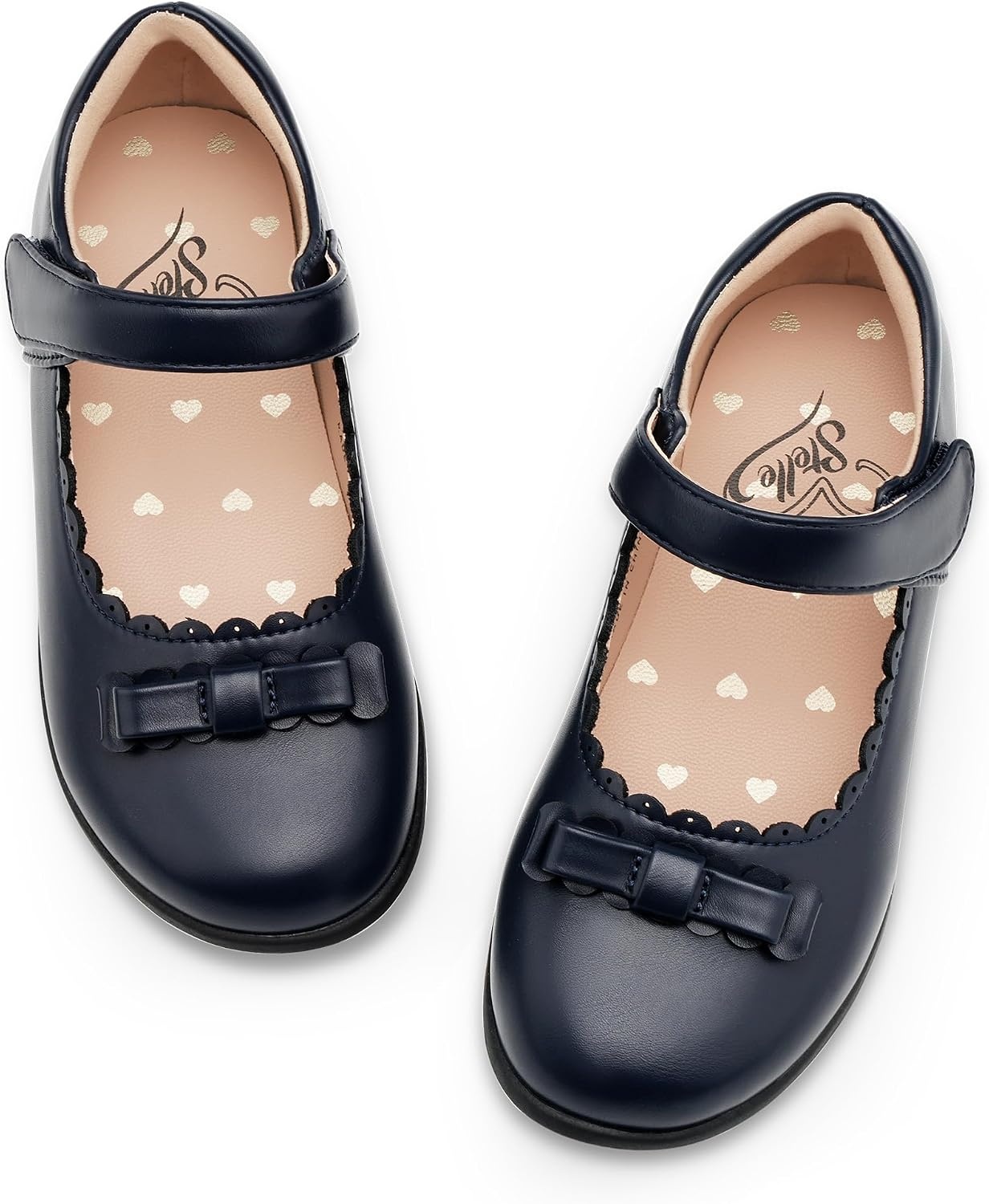 Stelle School Shoes for Girls Bow Mary Jane Dress Shoes(Navy)