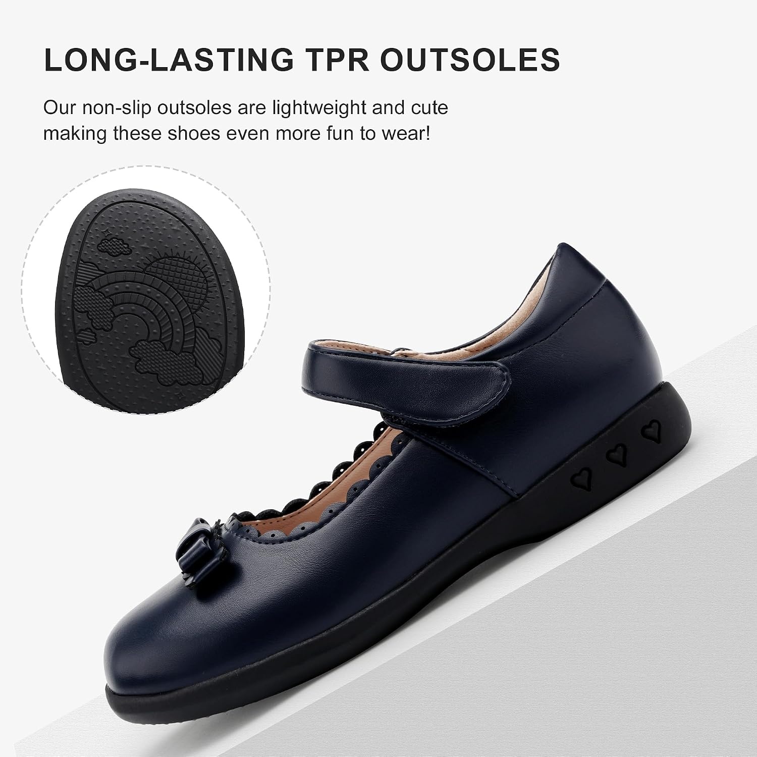 Stelle School Shoes for Girls Bow Mary Jane Dress Shoes(Navy)