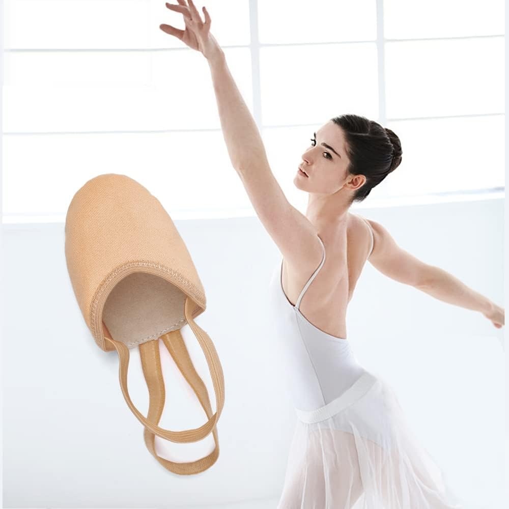 Stelle Half Soles Dance Shoes Women Canvas Lyrical Ballet Pirouette Turners(Sand)
