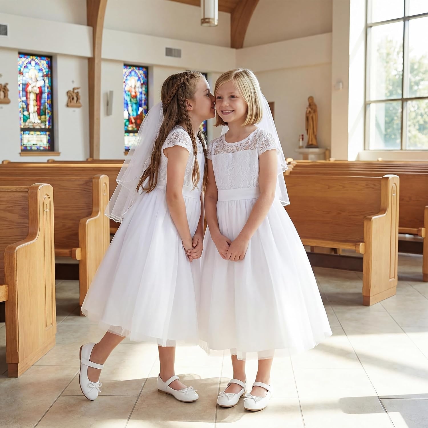 Stelle Girls Dress Shoes Mary Jane Flats for School Party Flower Girl | Hook-and-loop closure, Princess shoes, Cushioned comfort, Uniform, Wedding, Dress occasions, Patent finish, Glitter finish(1-white)