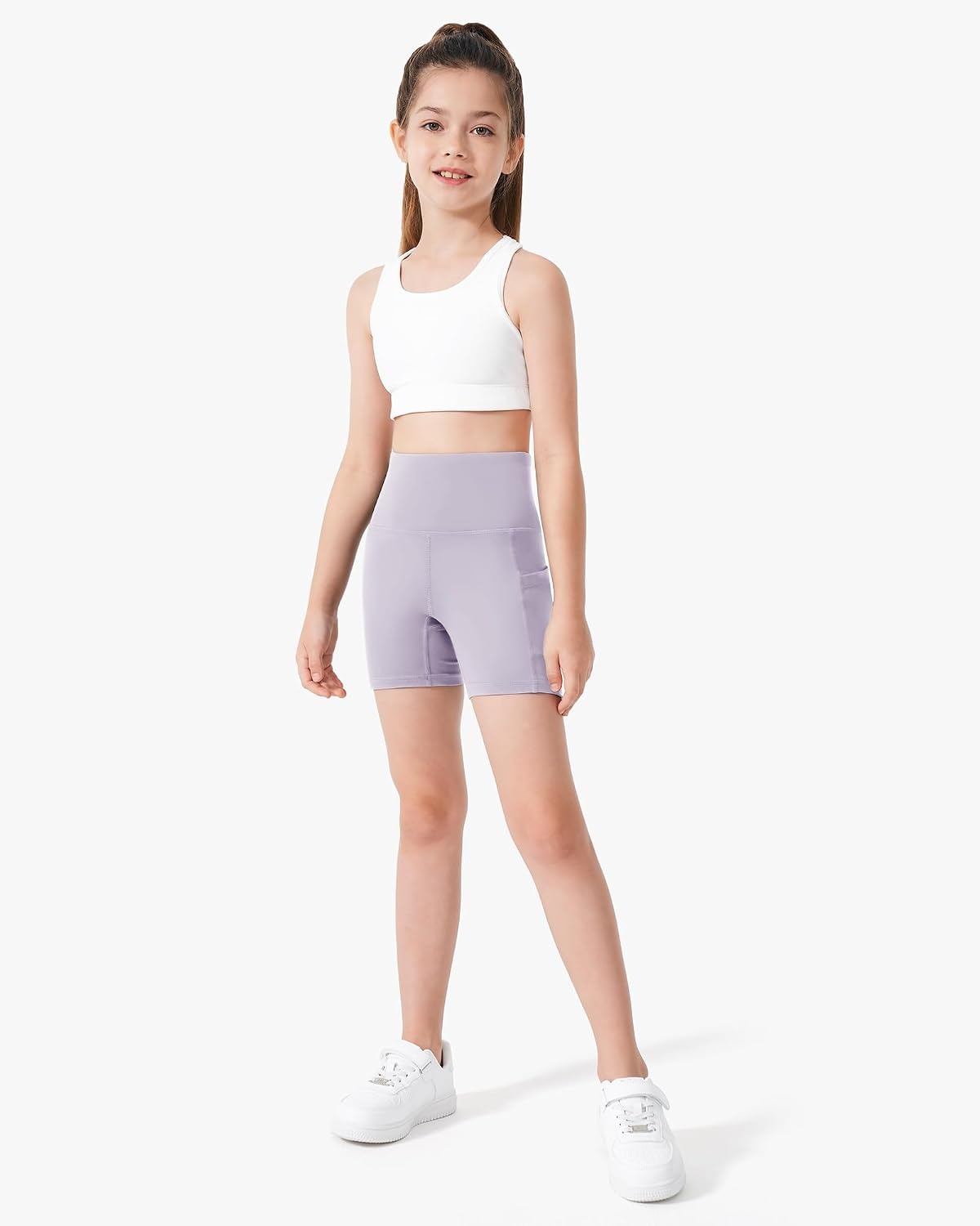 Stelle Girls 3″/4″/8″ Bike Volleyball Shorts with Pockets Athletic Dance(Lavender)