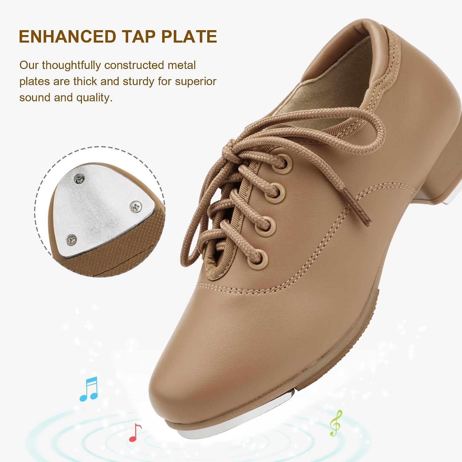 Stelle Lace-Up Kids Tap Shoes Dance Shoes for Girls(Tan)