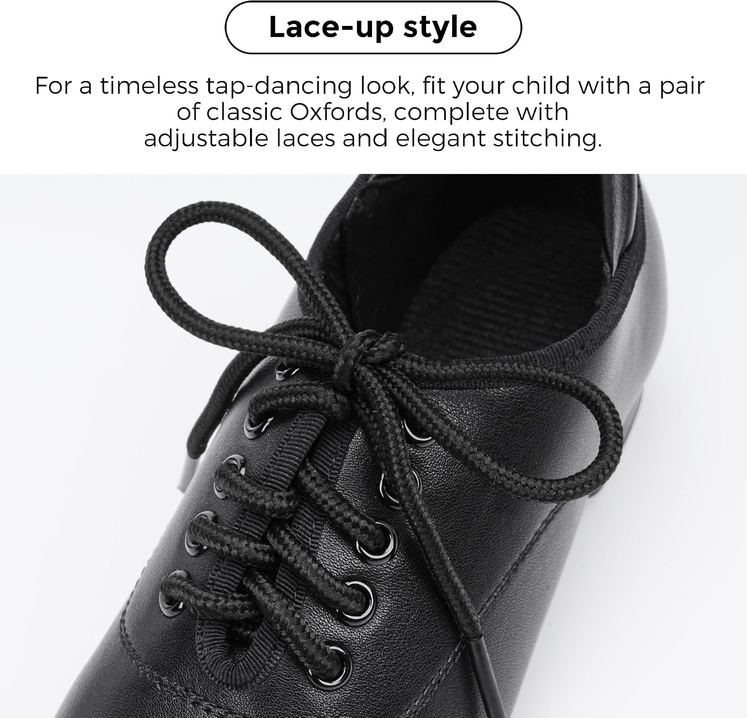 Stelle Lace-Up Kids Tap Shoes Dance Shoes for Girls(Black)
