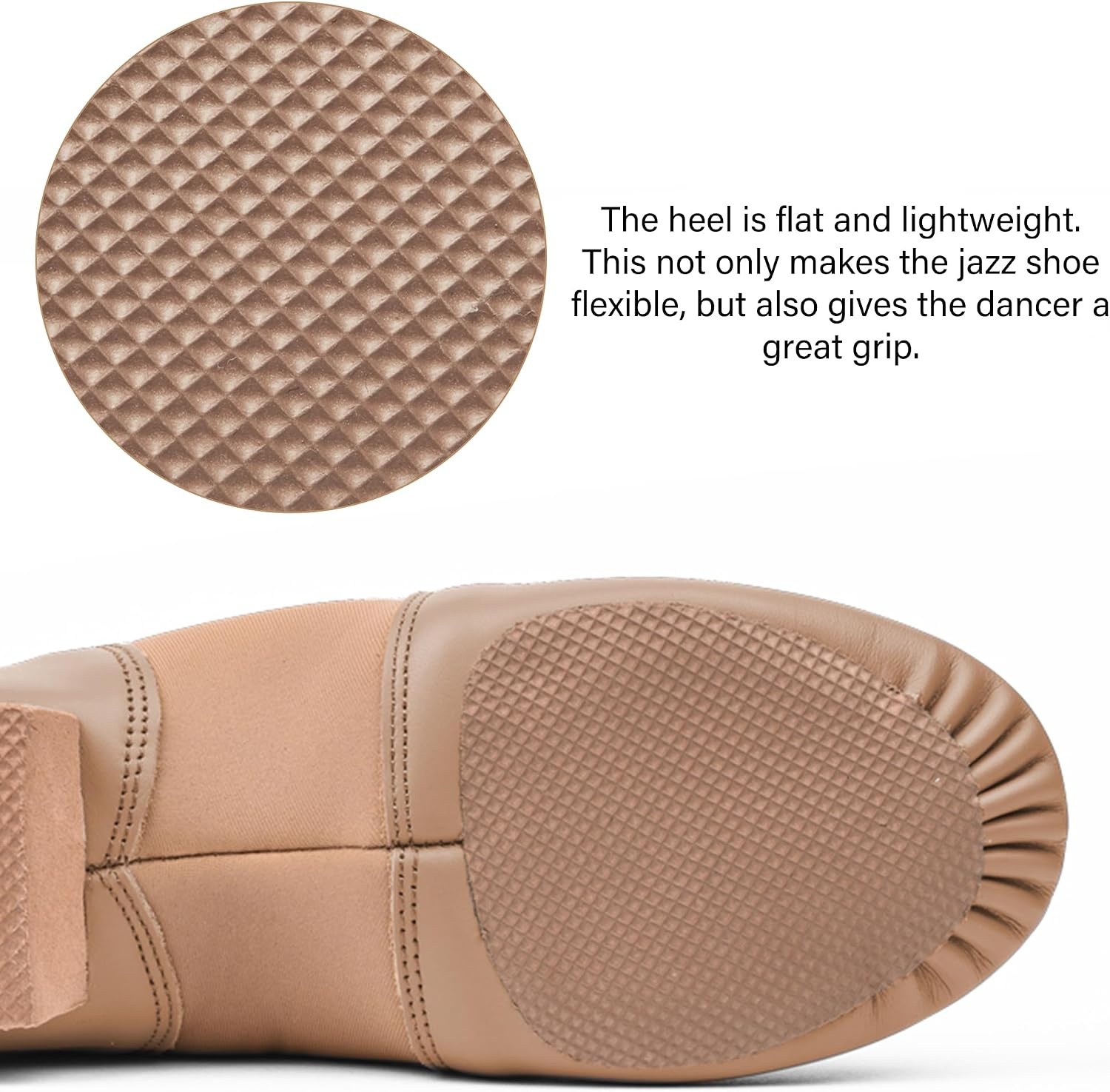 Stelle Jazz Shoes for Girls Leather Unisex Slip-On Dance(Tan)