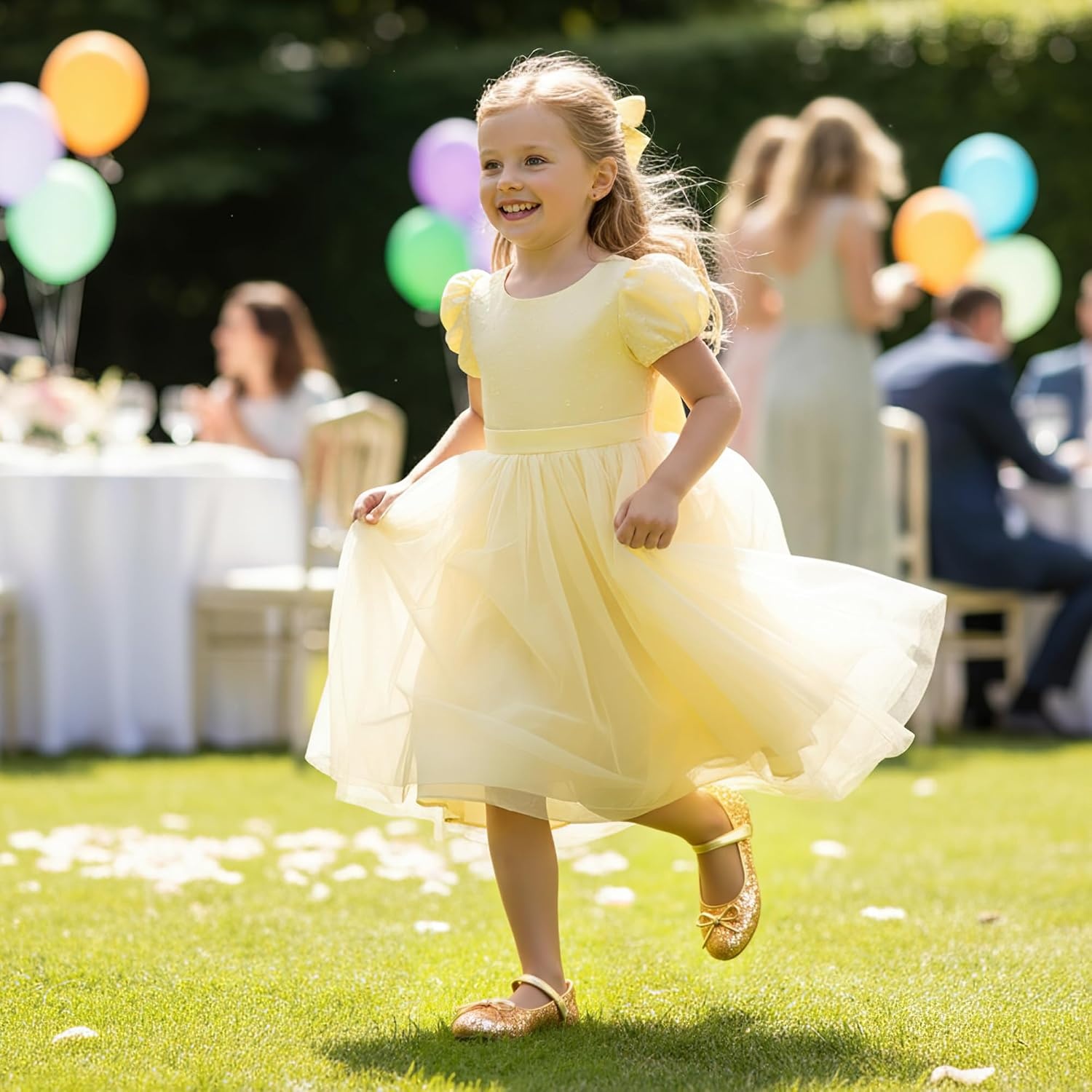 Stelle Girls Dress Shoes Mary Jane Flats for School Party Flower Girl | Hook-and-loop closure, Princess shoes, Cushioned comfort, Uniform, Wedding, Dress occasions, Patent finish, Glitter finish(Gold2)