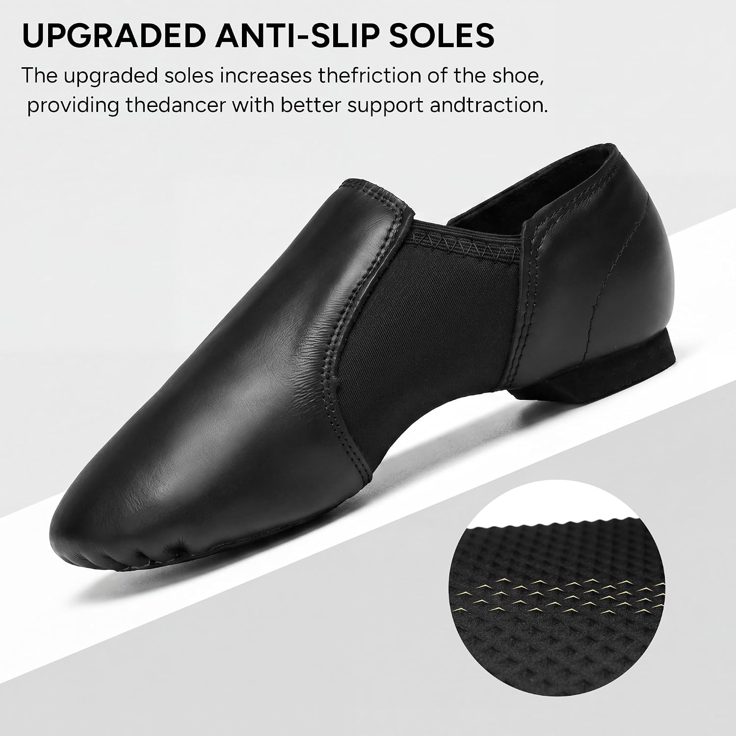 Stelle Girls Jazz Shoes Anti-Slip Leather Dance Shoes(A-black)