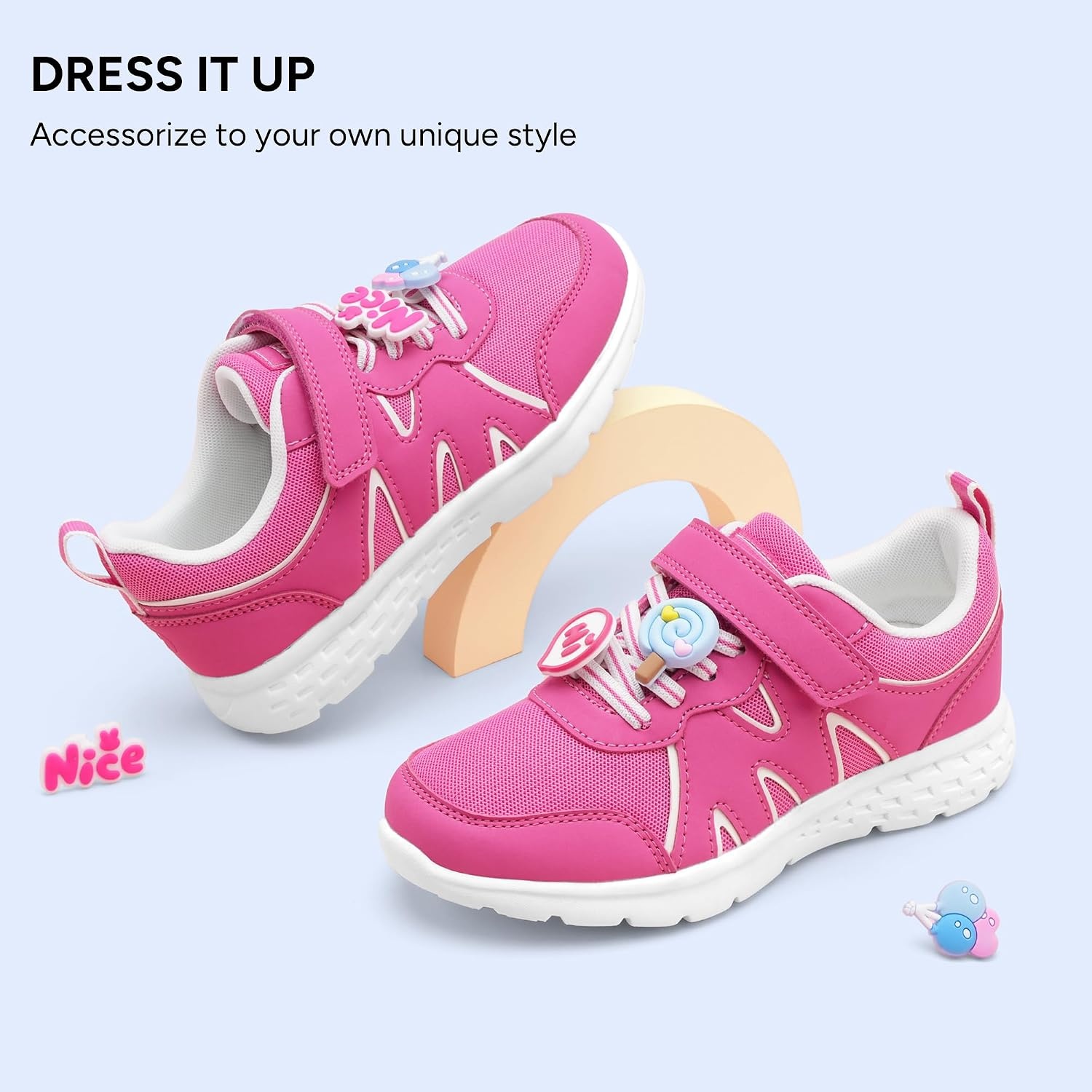 Stelle Tennis Shoes for Girls Kids Sneakers(Fuchsia+charms)