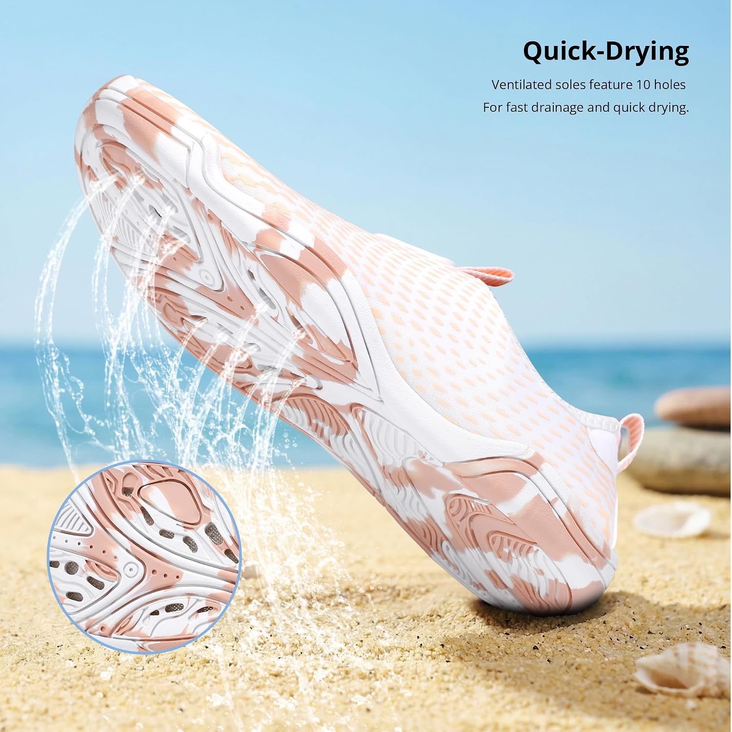 Stelle Water Shoes for Women Quick-Dry Aqua Socks for Swim Pool(Peach Mist)