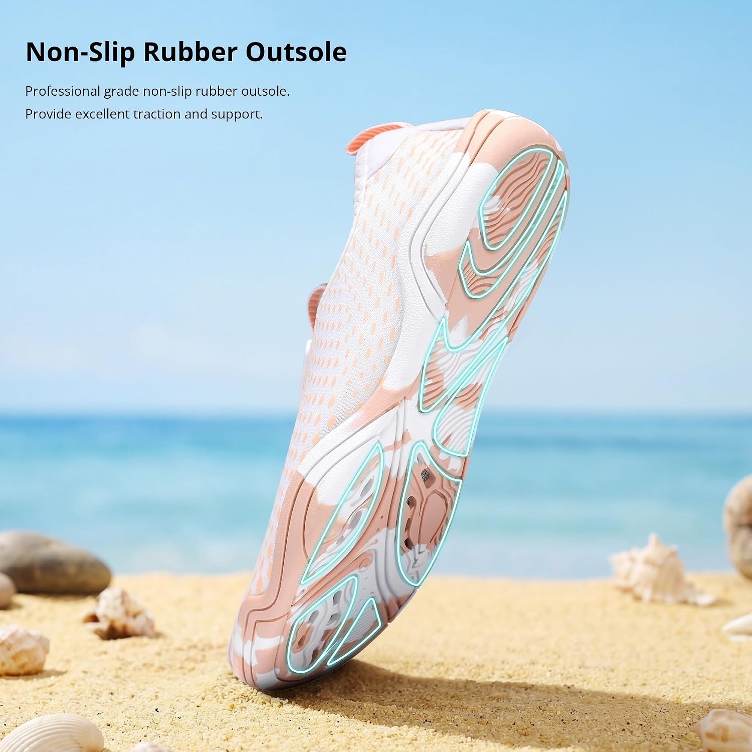 Stelle Water Shoes for Women Quick-Dry Aqua Socks for Swim Pool(Peach Mist)