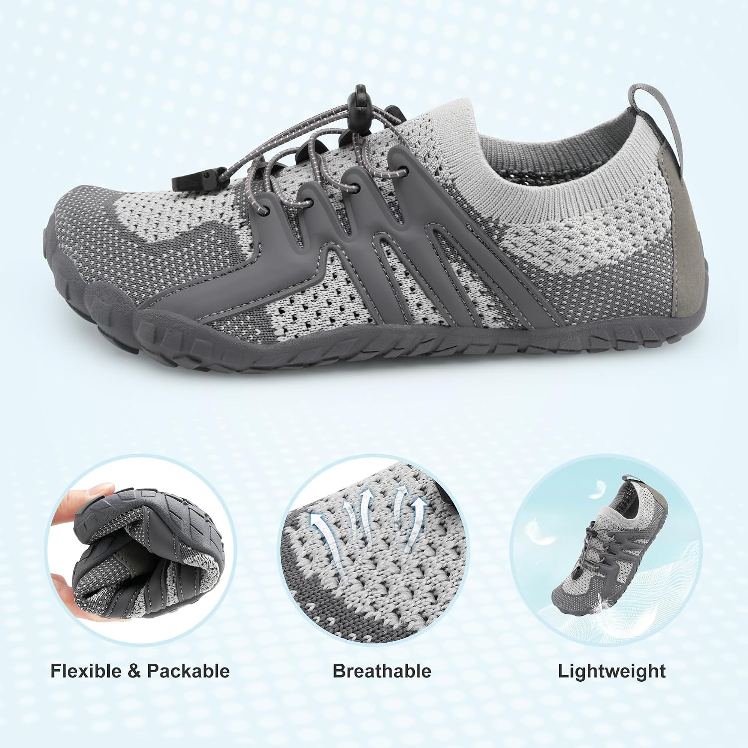 Stelle Water Shoes for Women Barefoot Aqua Shoes for River Swim(Charcoal)