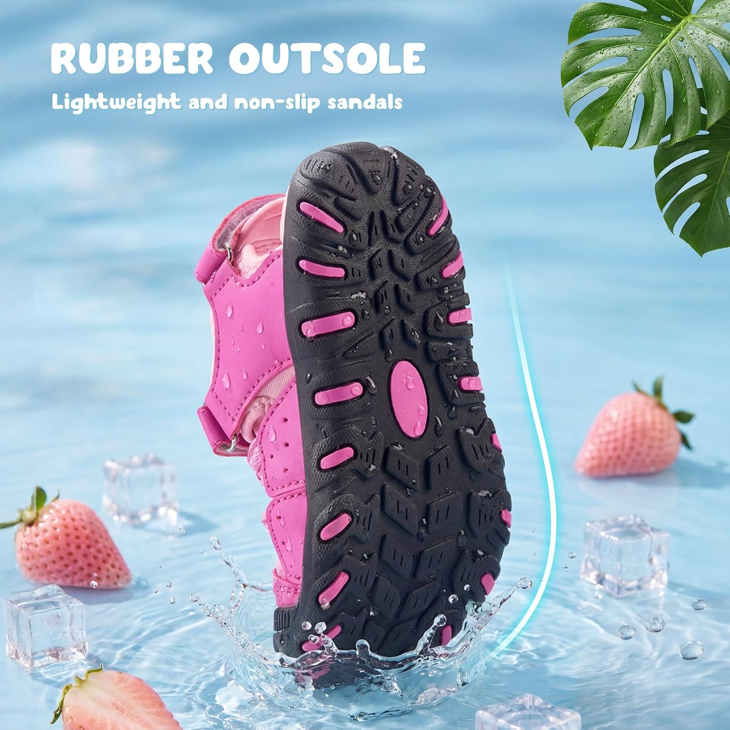 Stelle Boys Girls Closed-Toe Hiking Water Summer Sport Sandals(Dreamhouse Pink)