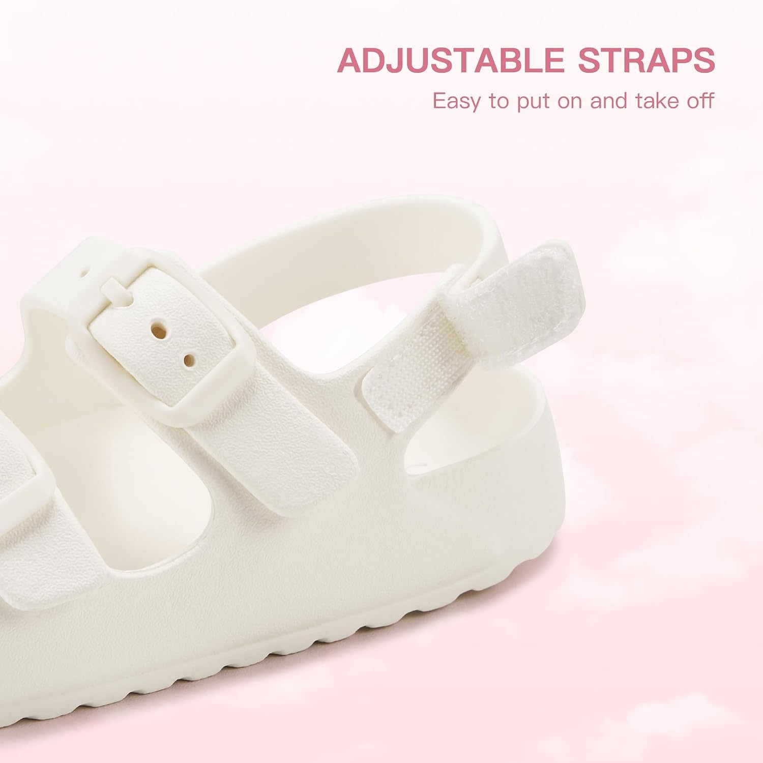 Stelle Toddler Girls Sandals Adjustable Buckle Open Toe Sandal(Creme)
