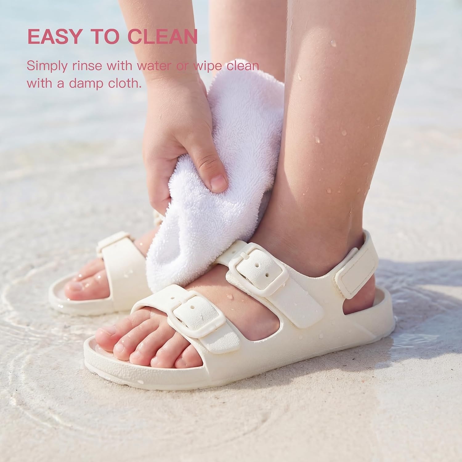 Stelle Toddler Girls Sandals Adjustable Buckle Open Toe Sandal(Creme)