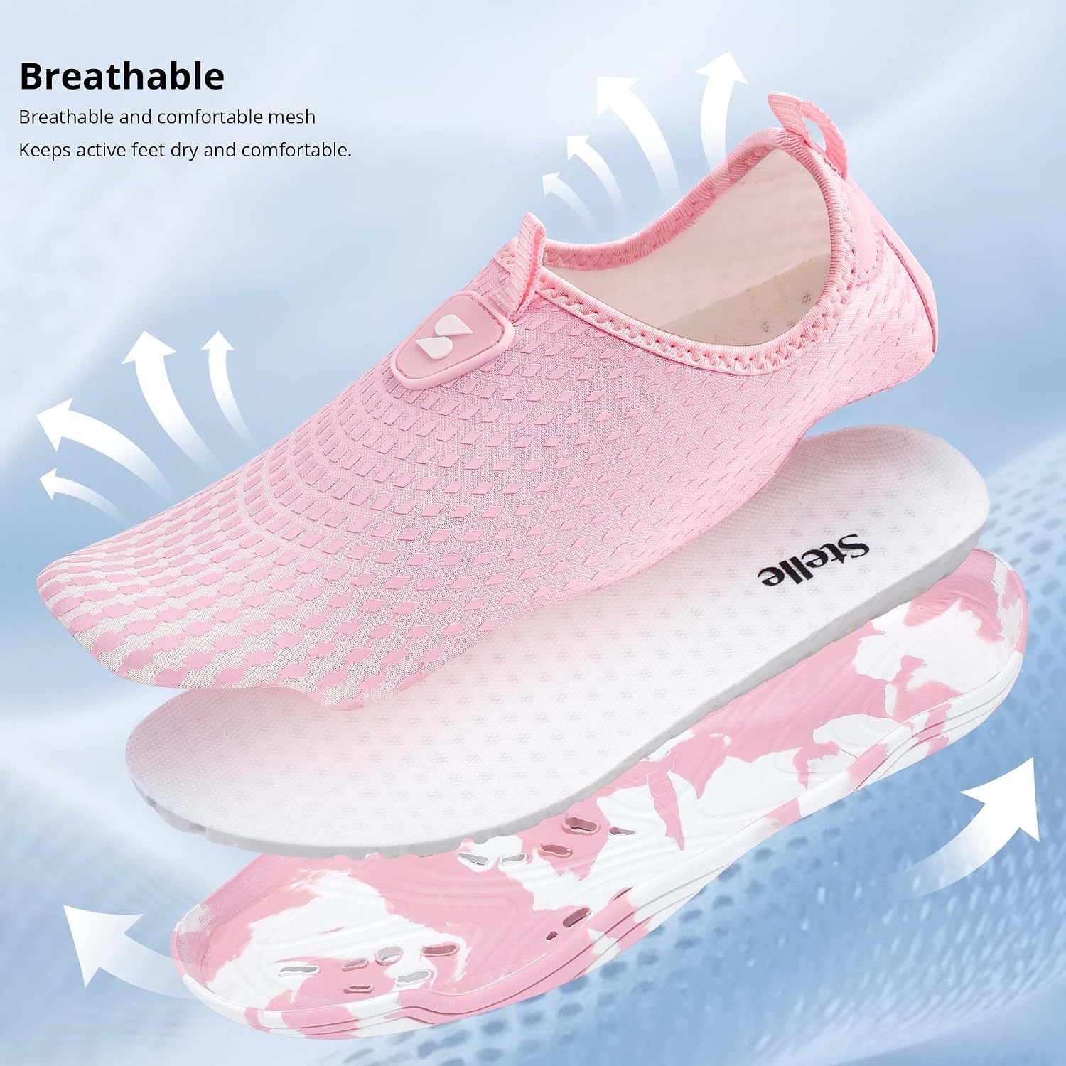 Stelle Water Shoes for Women Quick-Dry Aqua Socks for Swim Pool(Light Pink)