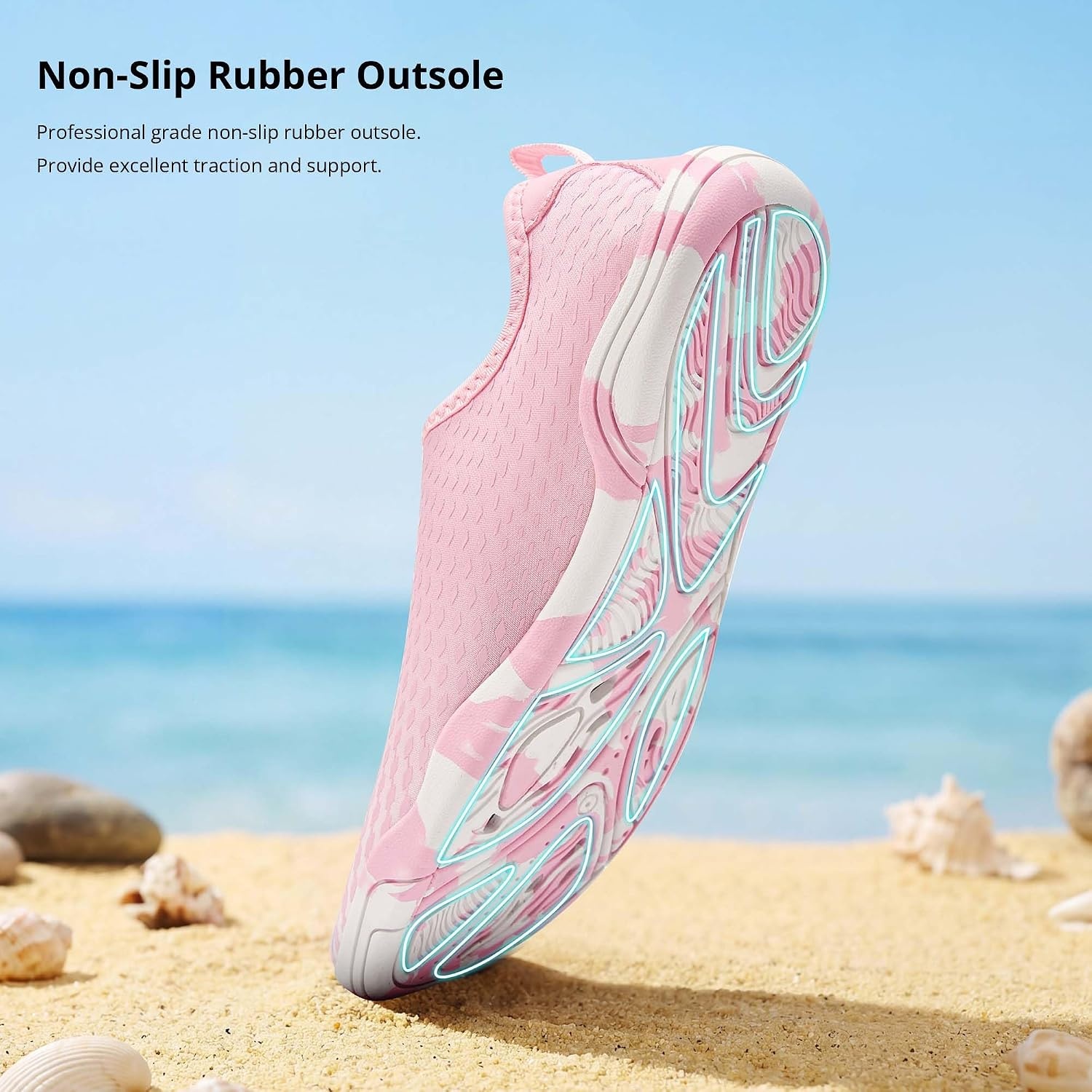 Stelle Water Shoes for Women Quick-Dry Aqua Socks for Swim Pool(Light Pink)