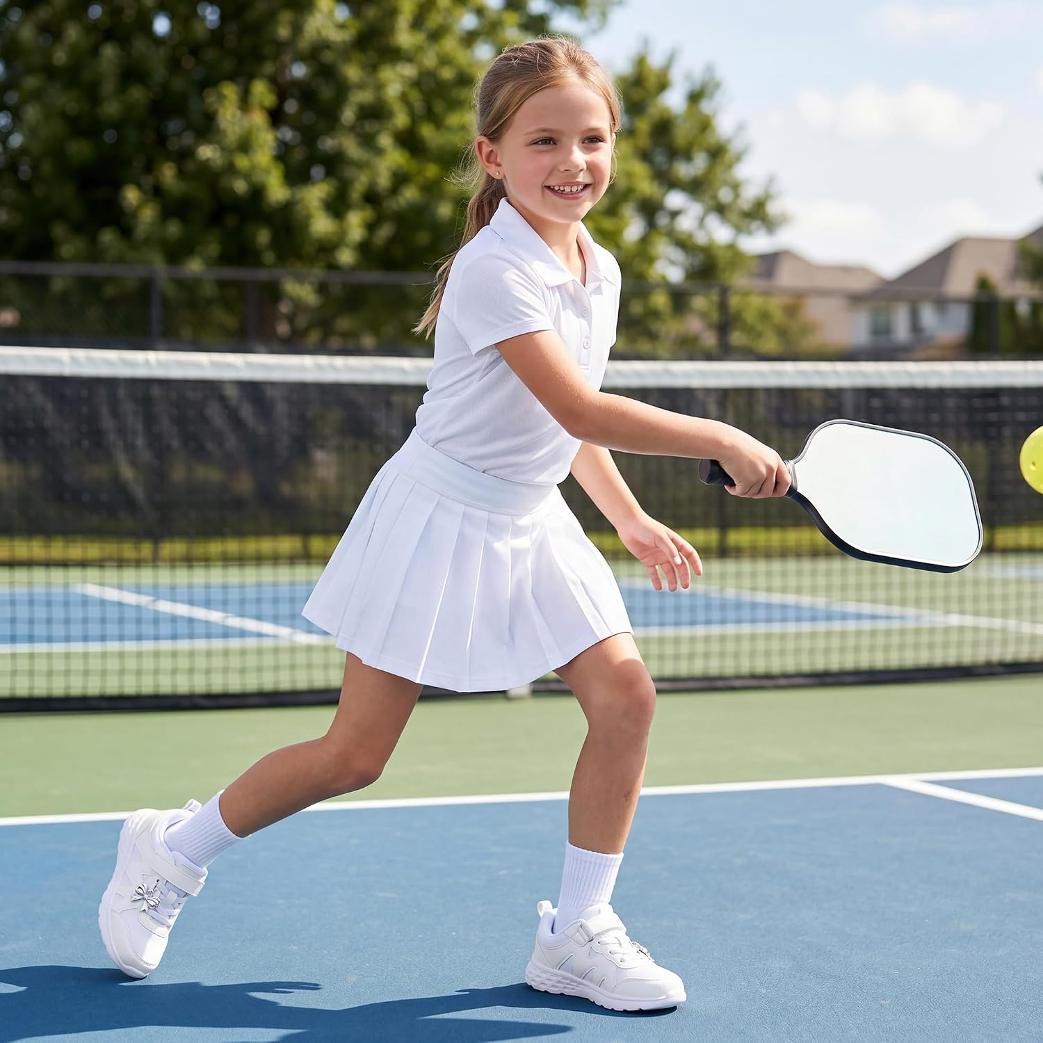 Stelle Tennis Shoes for Girls Kids Sneakers(White+charms)