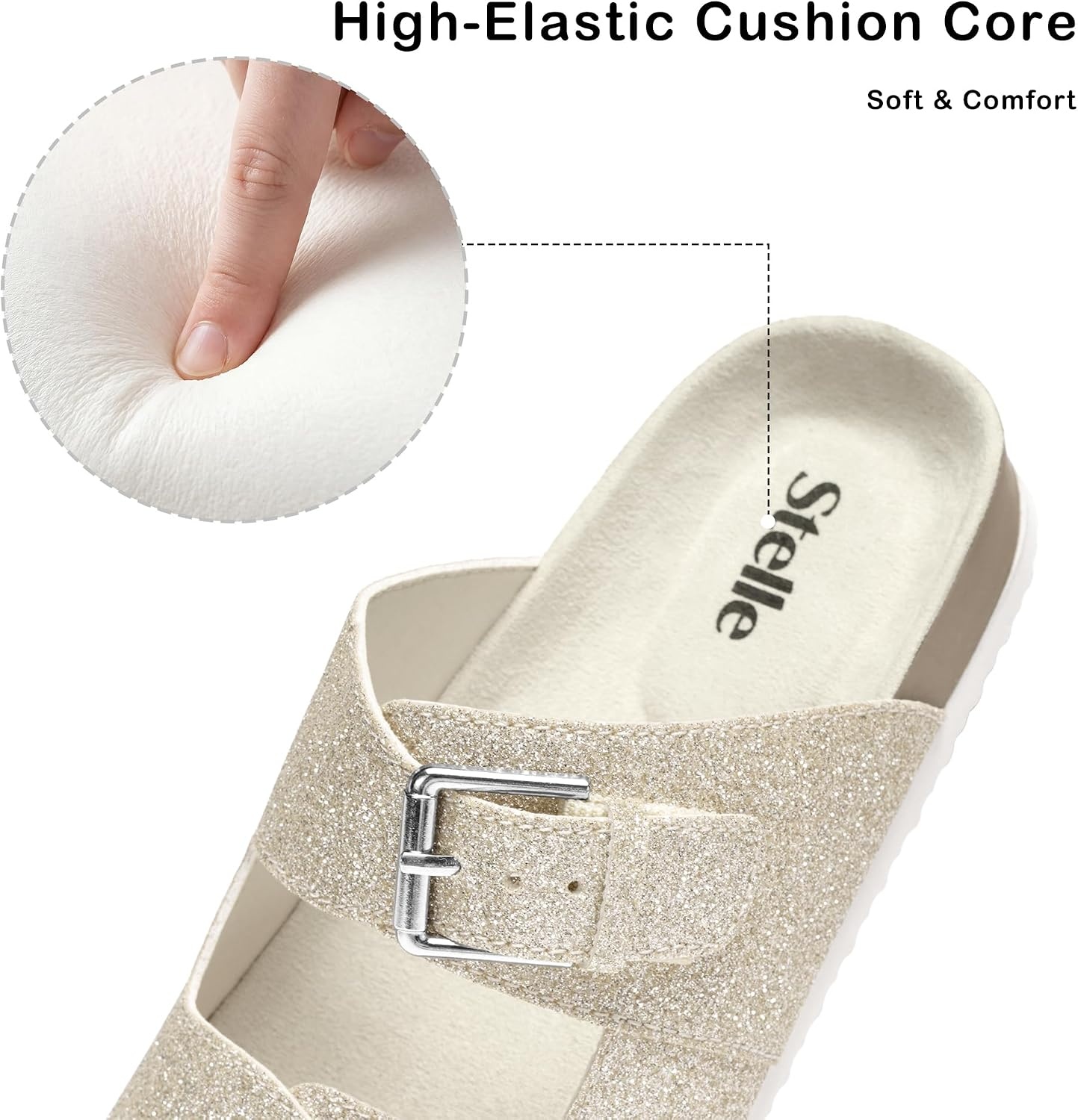 Stelle Girls Sandals Kids Slide Summer Shoes Slip on Slippers(Gold)