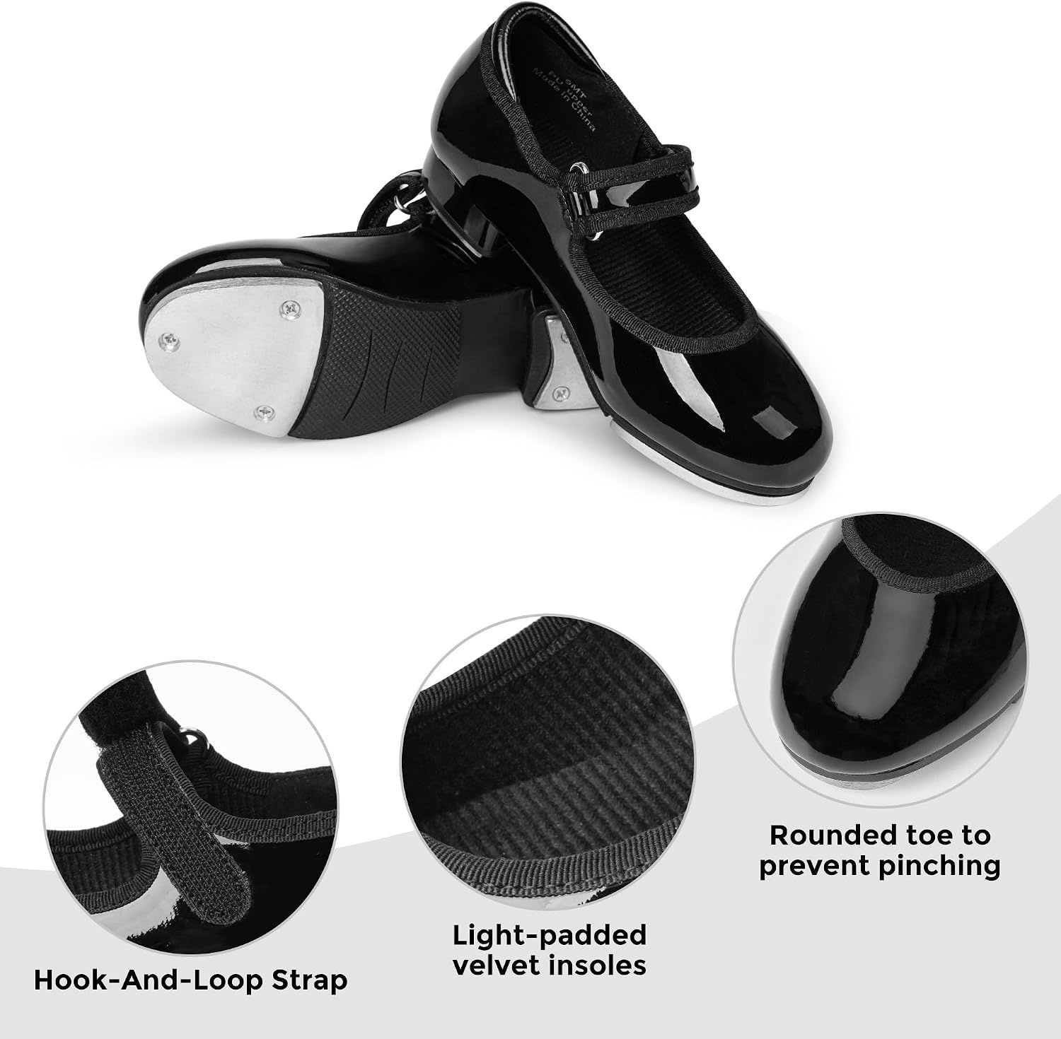 Stelle Tap Shoes for Girls Toddler Boys Dance Shoes(Black)