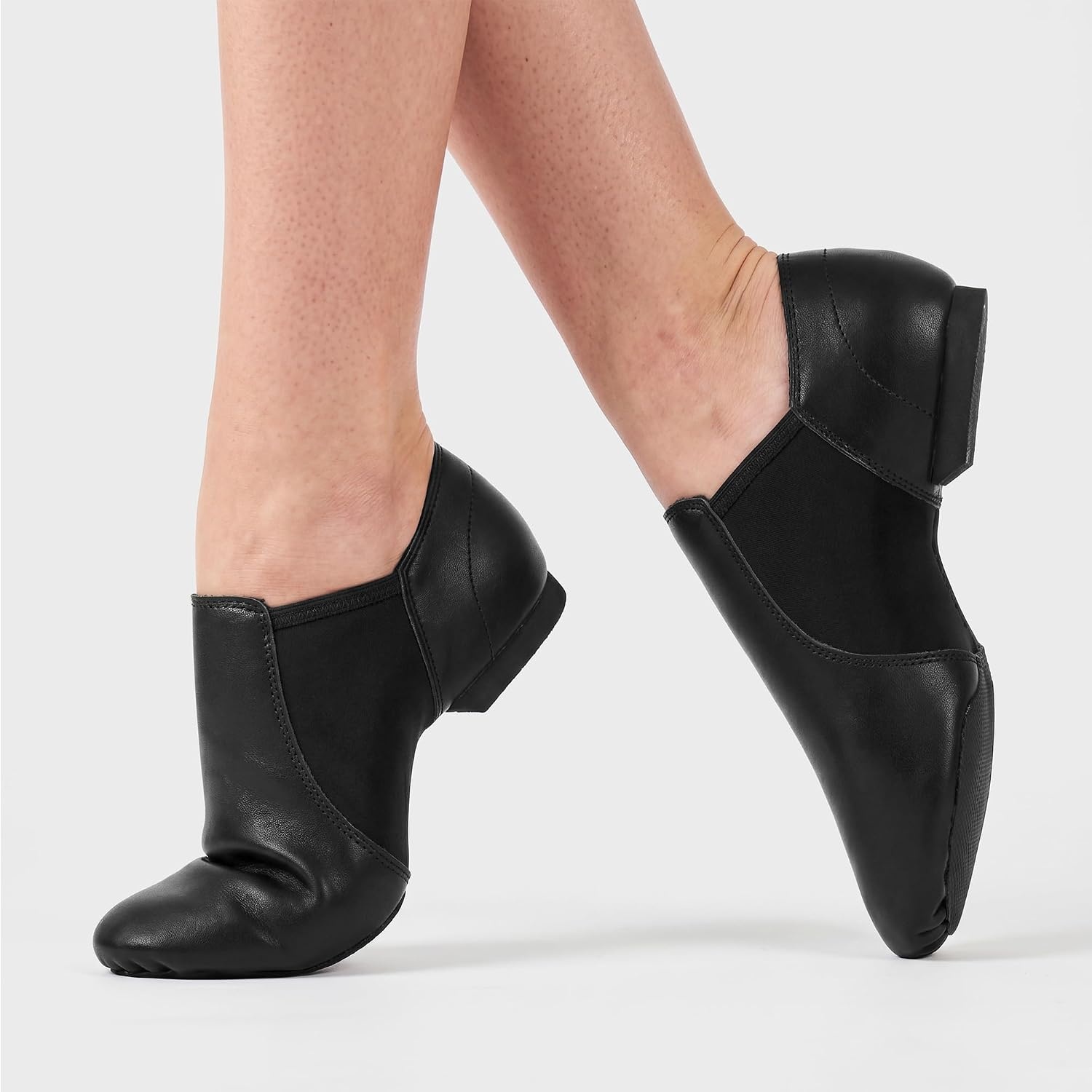 Stelle Womens Jazz Shoes PU Slip On Dance Shoes(A-black)