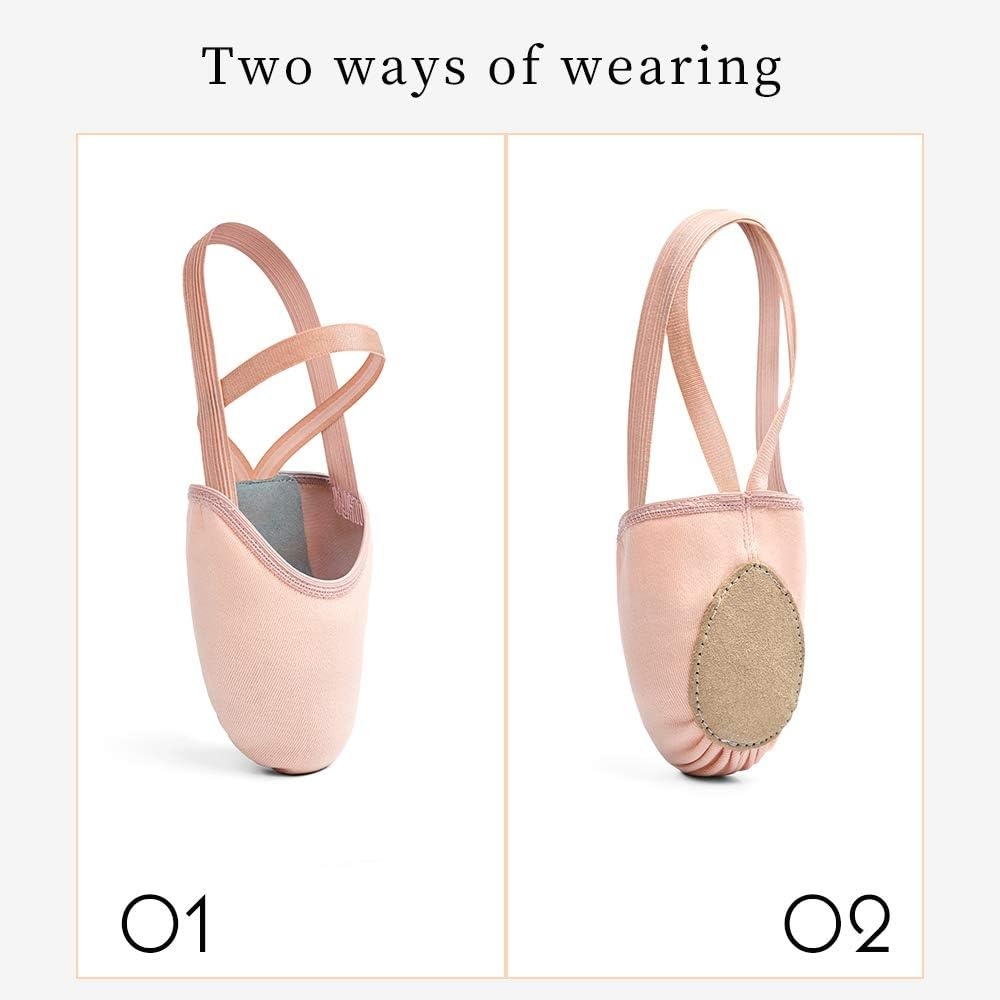 Stelle Half Soles Dance Shoes Women Canvas Lyrical Ballet Pirouette Turners | Breathable canvas, Suede leather sole, Flexible fit, Silicone-backed elastic straps, Jazz and contemporary dance(Ballet Pink)