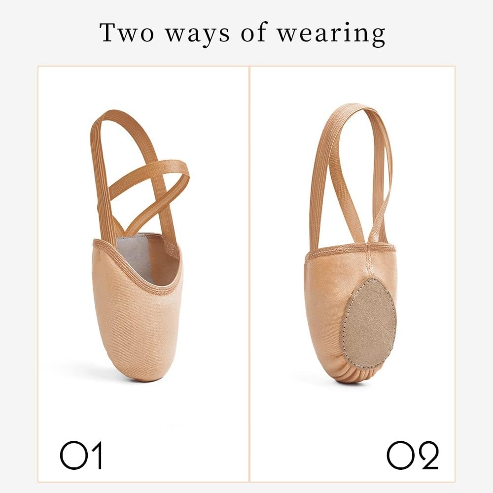 Stelle Half Soles Dance Shoes Women Canvas Lyrical Ballet Pirouette Turners | Breathable canvas, Suede leather sole, Flexible fit, Silicone-backed elastic straps, Jazz and contemporary dance(Sand)