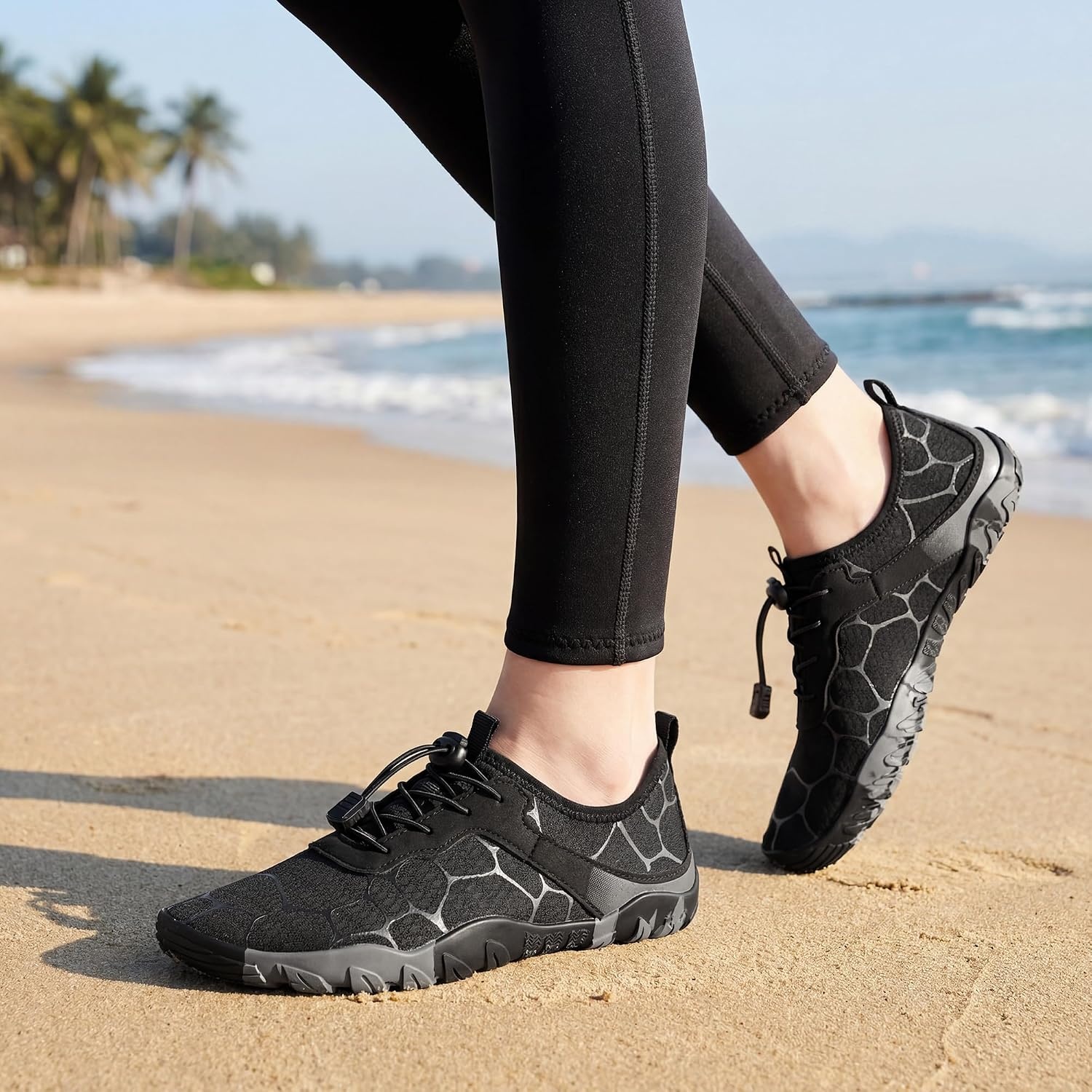 Stelle Water Shoes for Women Adult Aqua Shoes for Swim Lake(Black)