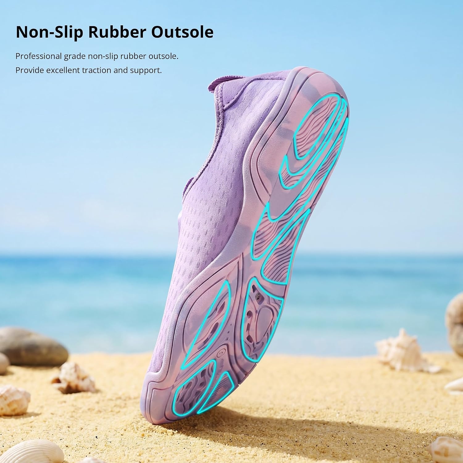 Stelle Water Shoes for Women Quick-Dry Aqua Socks for Swim Pool | Beach Yoga River Shower Surf Kayaking Adult Water Shoes Barefoot Lightweight Non-Slip Sole Indoor Outdoor for Men(Lilac)