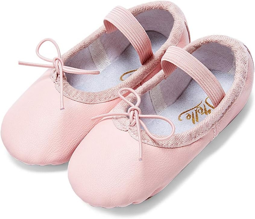 Stelle Ballet Shoes for Girls Toddler Genuine Leather Ballet Dance Slippers for Toddler/Little/Big Kids/Boys(Pink)