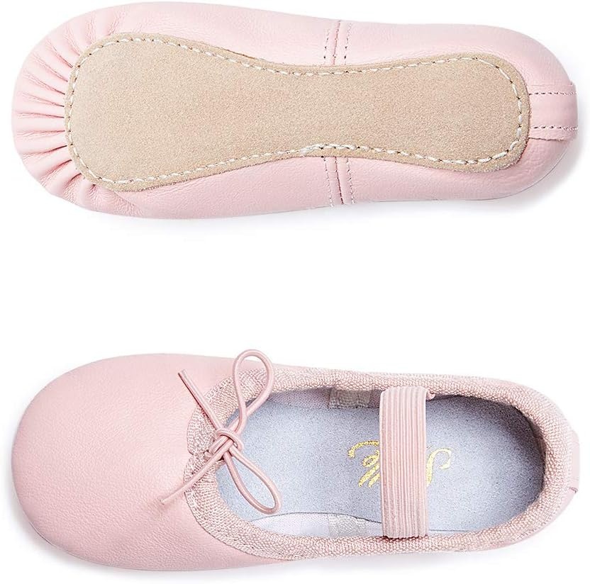 Stelle Ballet Shoes for Girls Toddler Genuine Leather Ballet Dance Slippers for Toddler/Little/Big Kids/Boys(Pink)