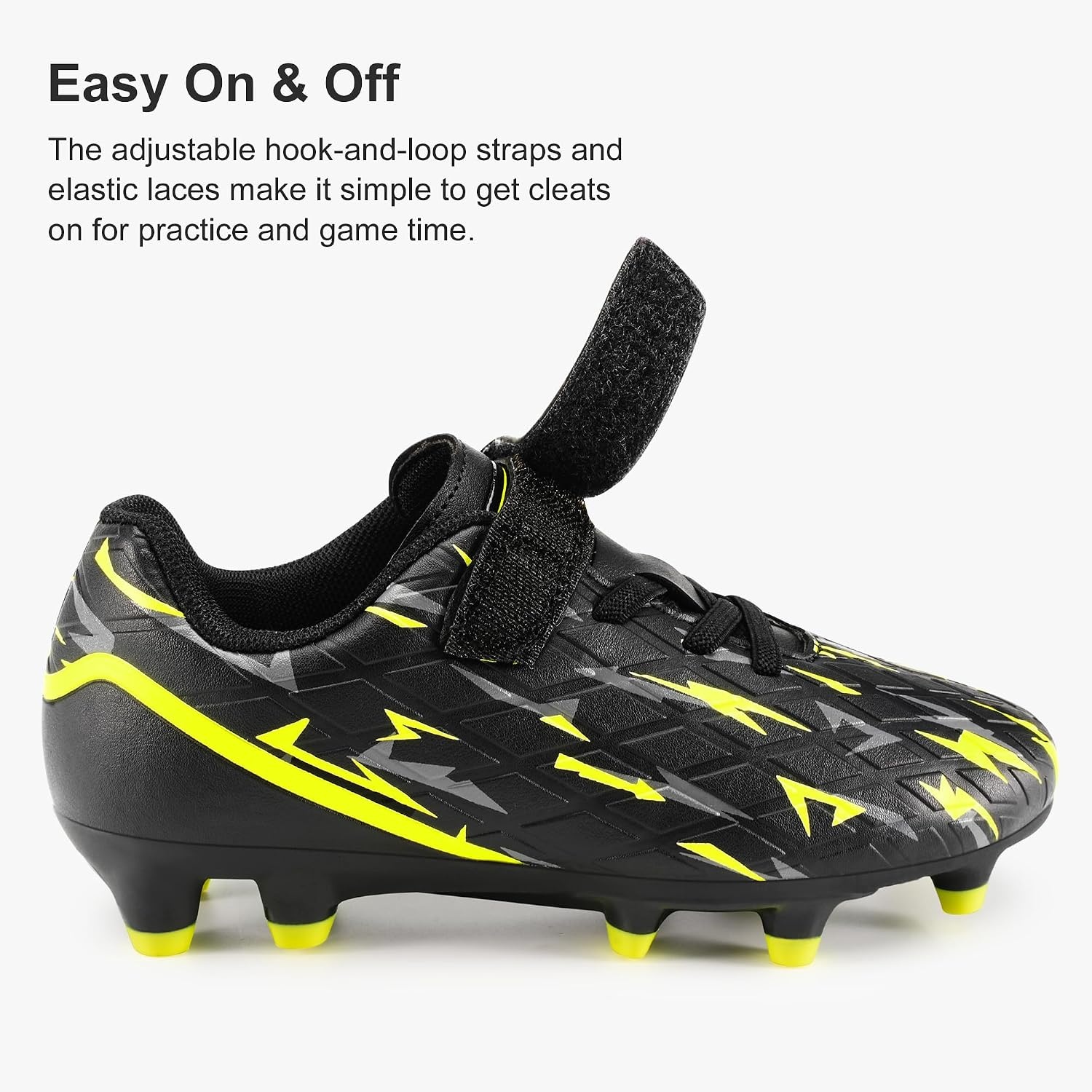 Stelle Boys Soccer Cleats for Kids Girls(Black Bolt)