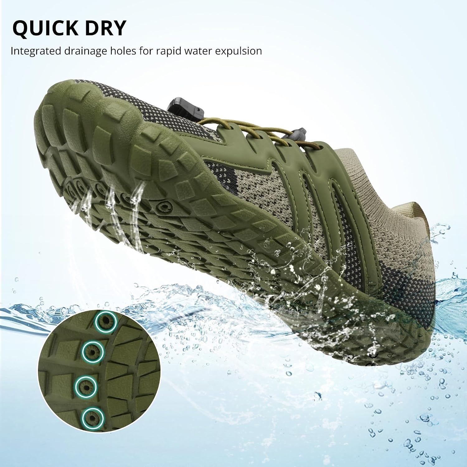 Stelle Water Shoes for Women Barefoot Aqua Shoes for River Swim | Hiking Beach Pool Boating Yoga Quick-Dry Mesh Lightweight Non-Slip Outsole Easy-On Pull Tabs Water Shoes for Adult Men(Utility Green)