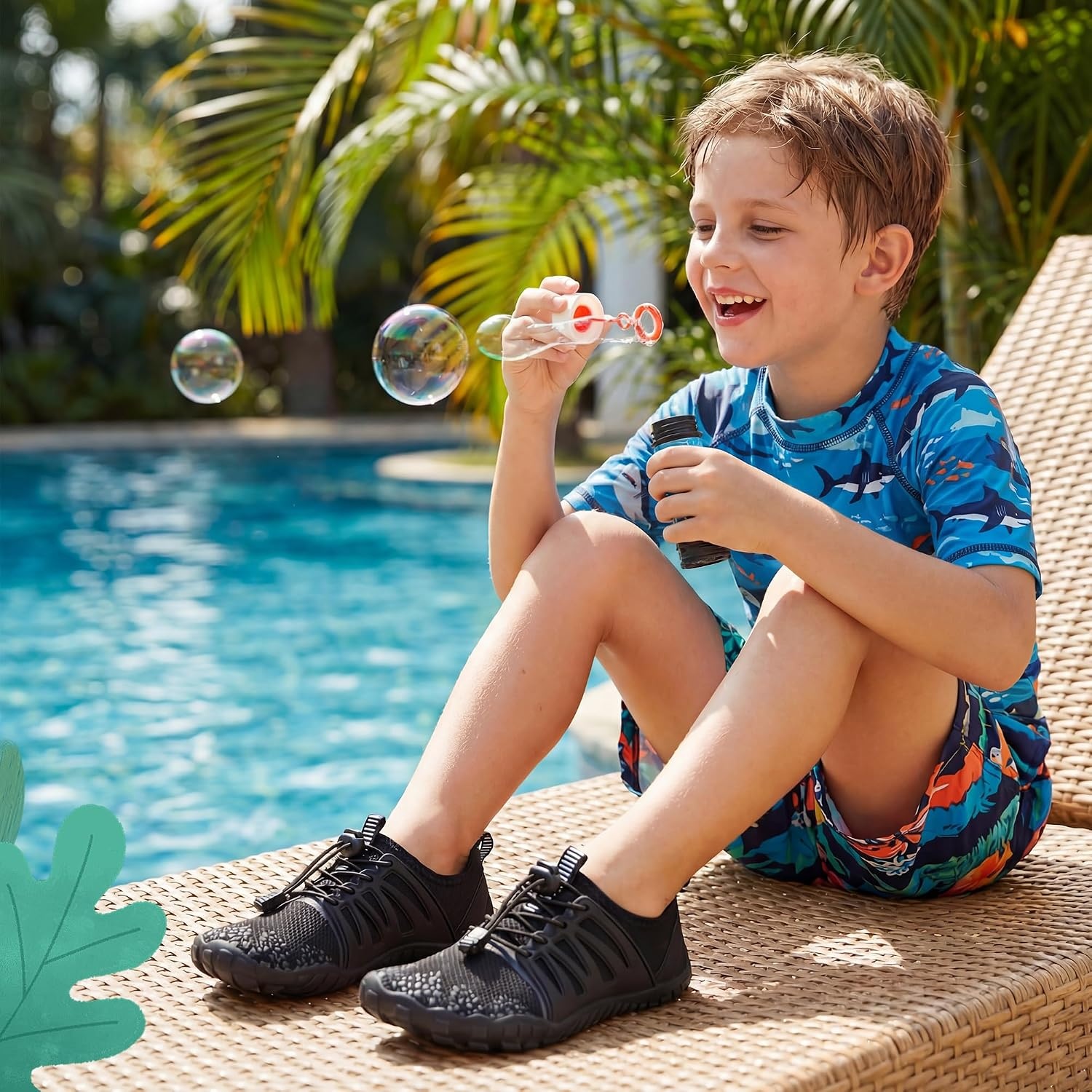 Stelle Kids Water Shoes TPU-Reinforced Barefoot(Black)
