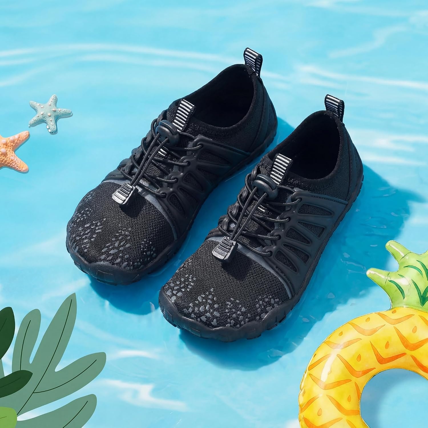 Stelle Kids Water Shoes TPU-Reinforced Barefoot(Black)