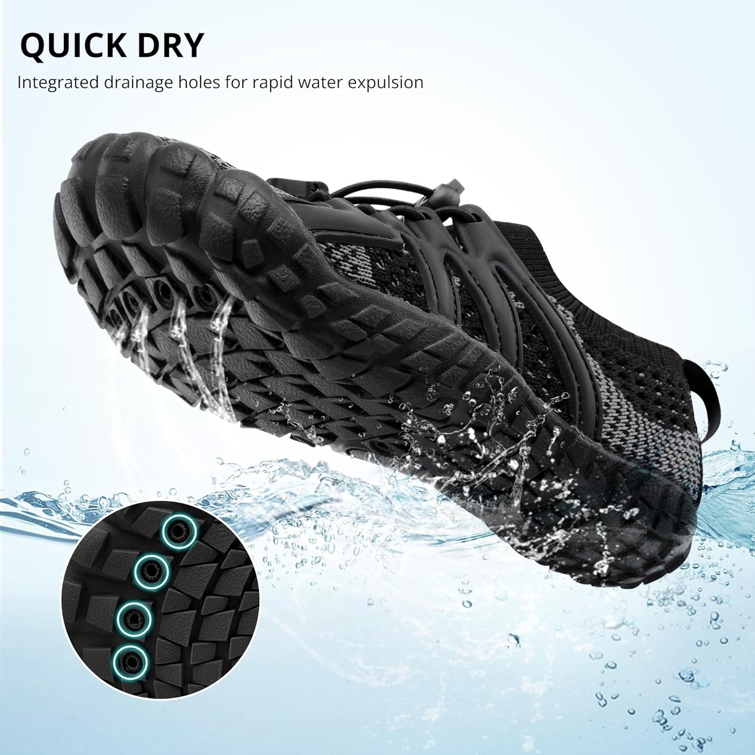 Stelle Water Shoes for Women Men, Quick-Dry Barefoot Aqua Shoes for Beach, Swim, Pool, Boating & Yoga, Lightweight Water Shoes for Adult(Black)