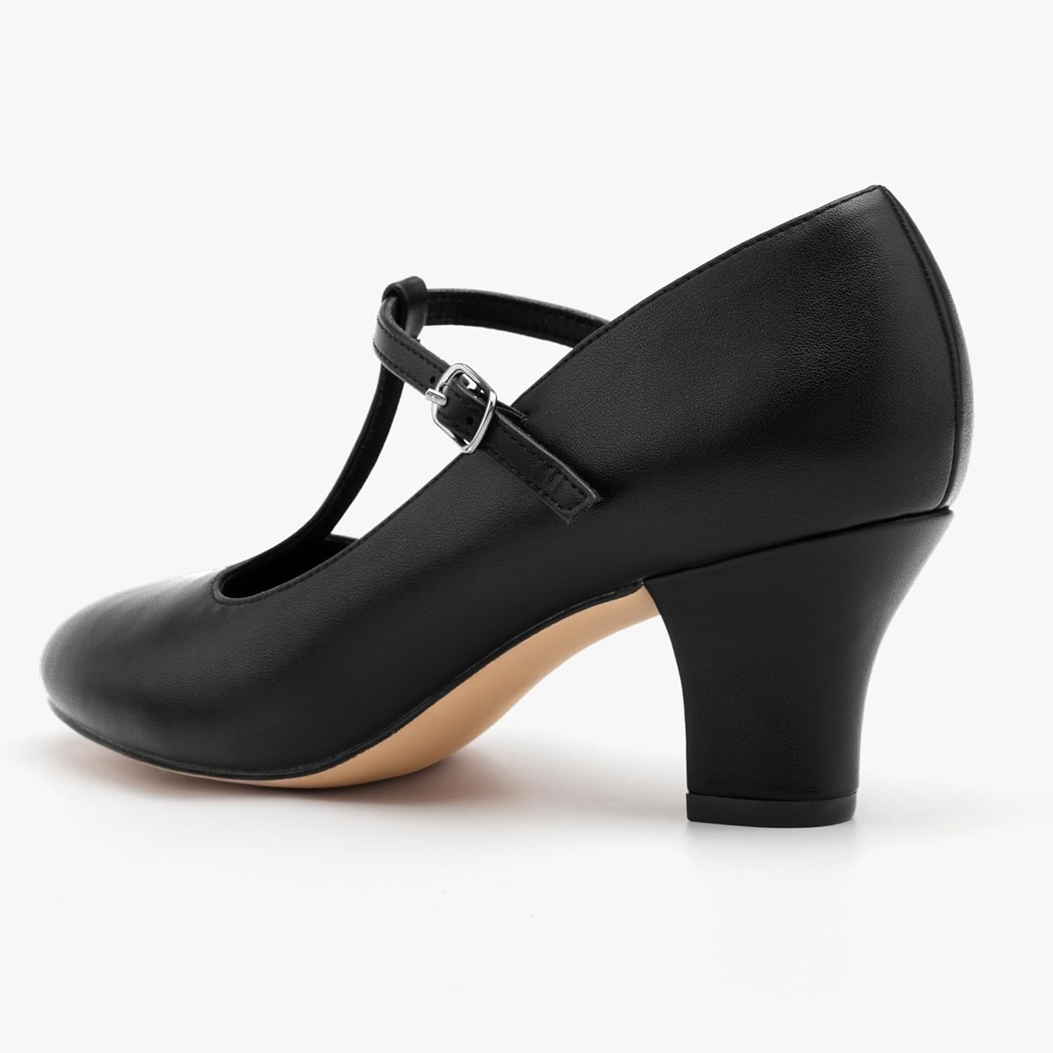 Stelle 2.5″ T-Strap Character Shoes for Women | 2.5-inch heel, T-strap, cushioned insole, rubber outsole, adjustable buckle, stable fit(2.5″black)