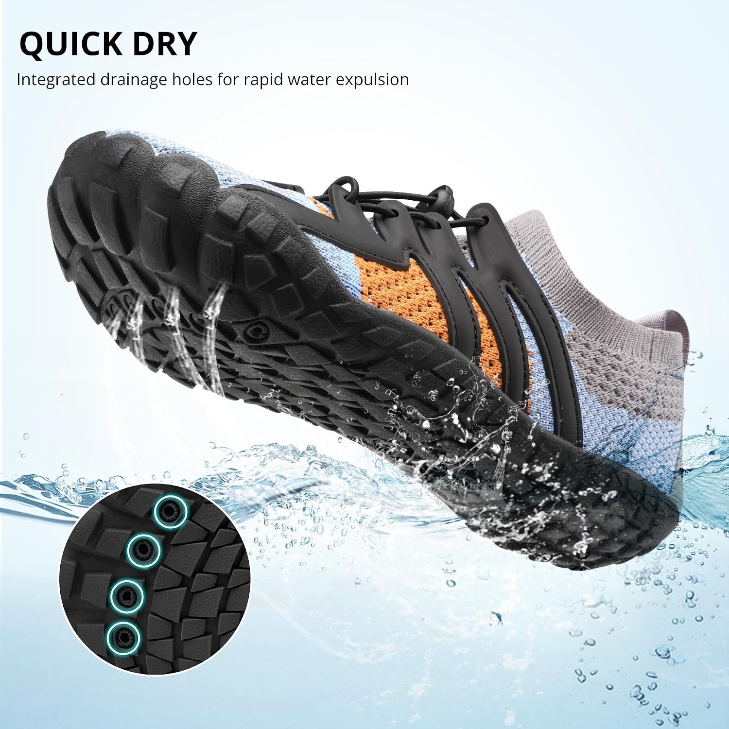 Stelle Water Shoes for Women Barefoot Aqua Shoes for River Swim | Hiking Beach Pool Boating Yoga Quick-Dry Mesh Lightweight Non-Slip Outsole Easy-On Pull Tabs Water Shoes for Adult Men(Glacial Ember)