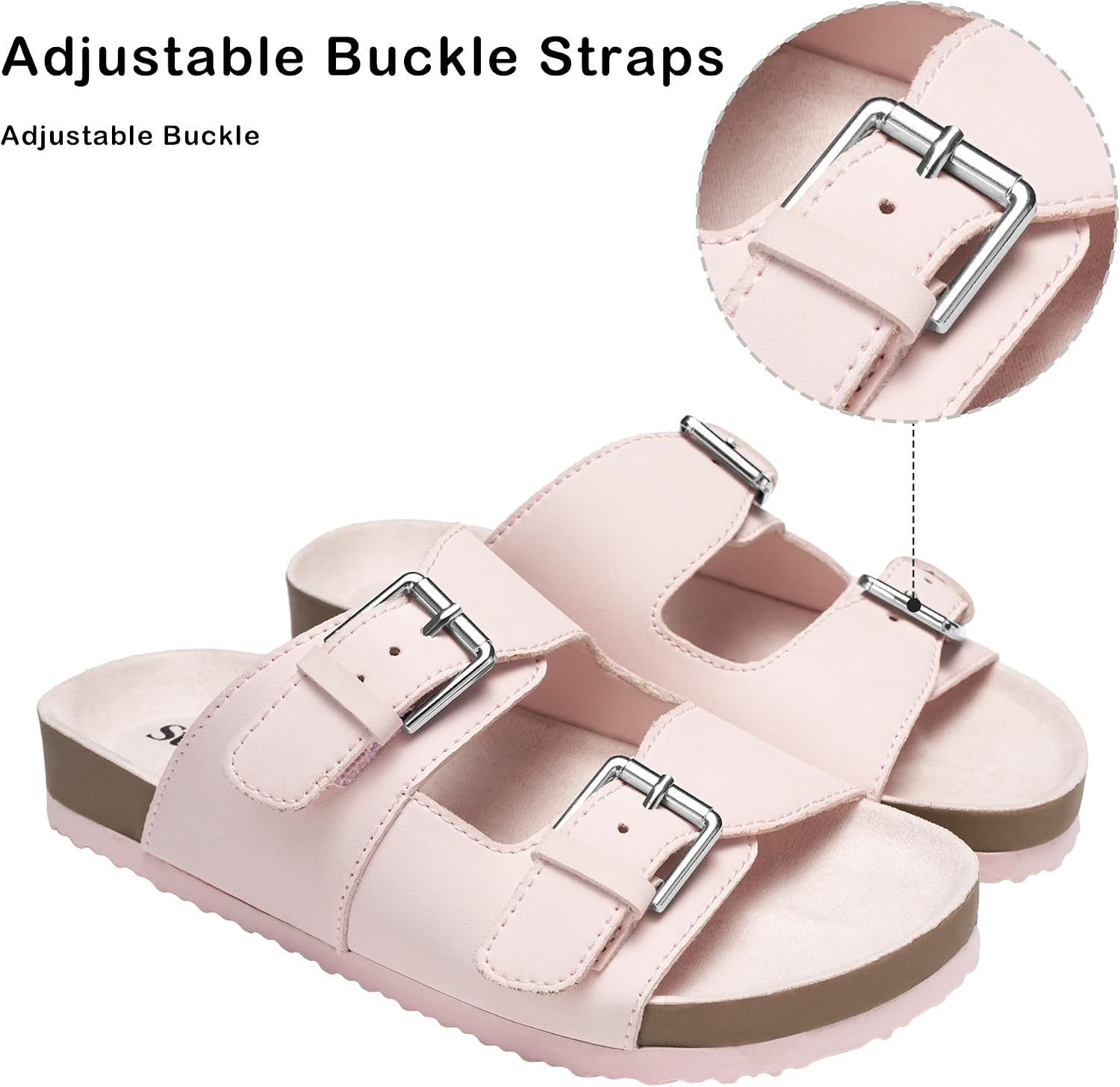 Stelle Girls Sandals Kids Slide Summer Shoes Slip on Slippers | Lightweight, Flexible,Adjustable Straps,Slip on,Rainbow,Beach, Pool, EVA outsole(Blush Pink)
