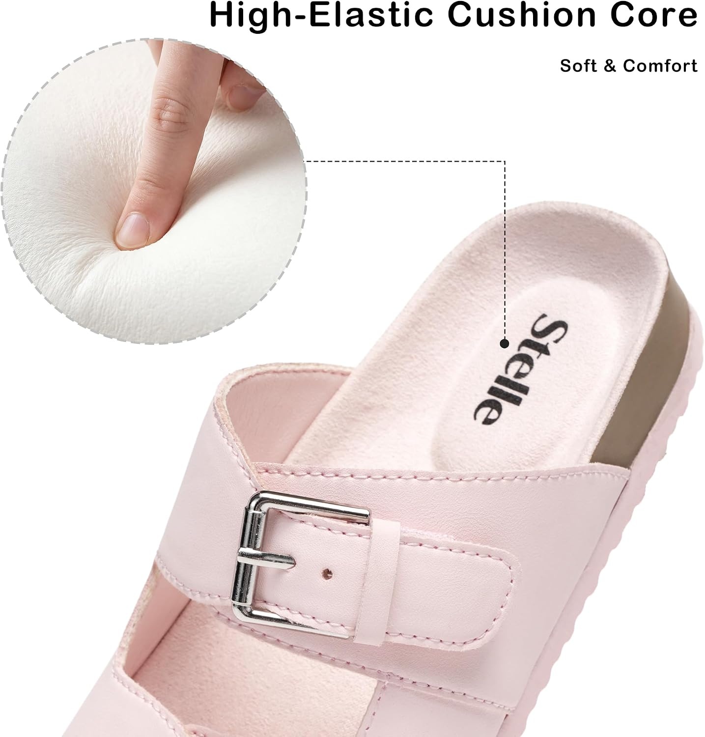Stelle Girls Sandals Kids Slide Summer Shoes Slip on Slippers | Lightweight, Flexible,Adjustable Straps,Slip on,Rainbow,Beach, Pool, EVA outsole(Blush Pink)