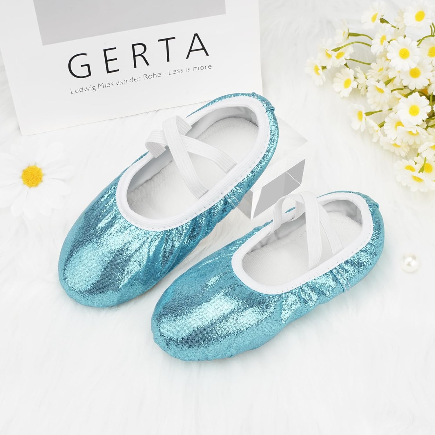 Stelle Ballet Slippers for Girls Glitter Metallic Vegan Leather Full Sole | Ballet shoes for girls, Ballerina slippers, Crisscross elastic straps, Suede full outsole, Recitals, Costumes(Blue)