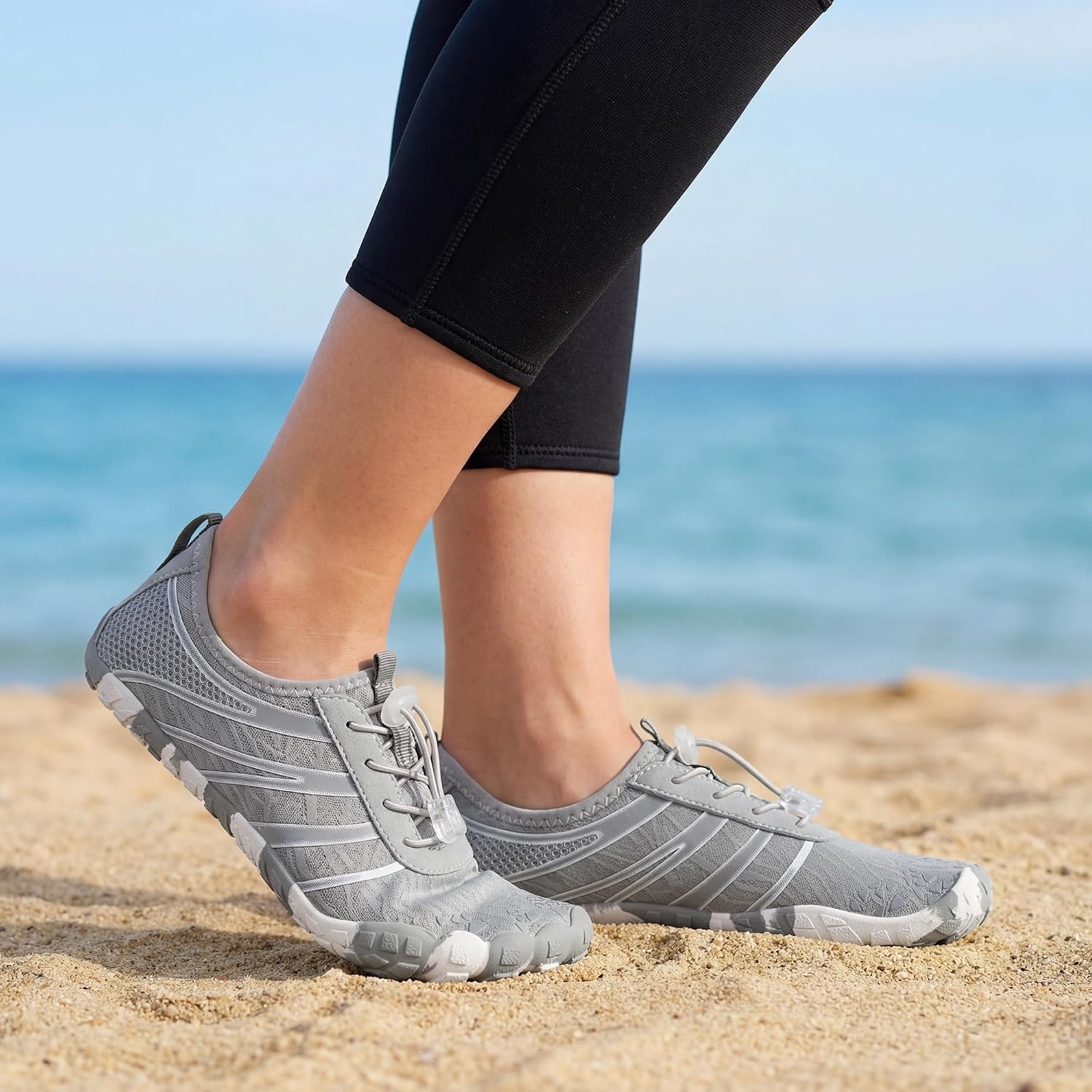 Stelle Womens Water Shoes Adult Quick-Dry Aqua Shoes for River(Grey)