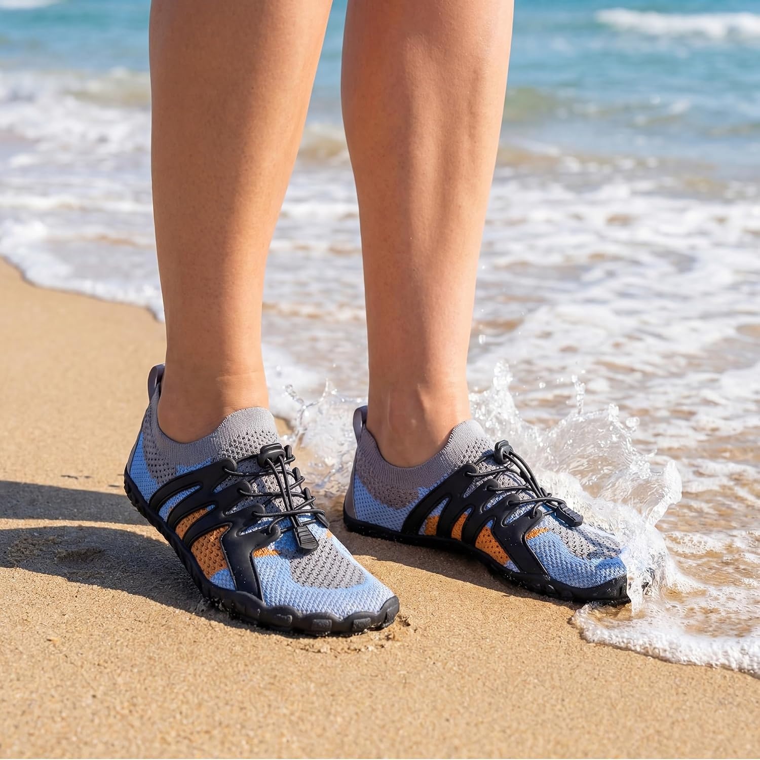 Stelle Water Shoes for Women Men, Quick-Dry Barefoot Aqua Shoes for Beach, Swim, Pool, Boating & Yoga, Lightweight Water Shoes for Adult(Glacial Ember)