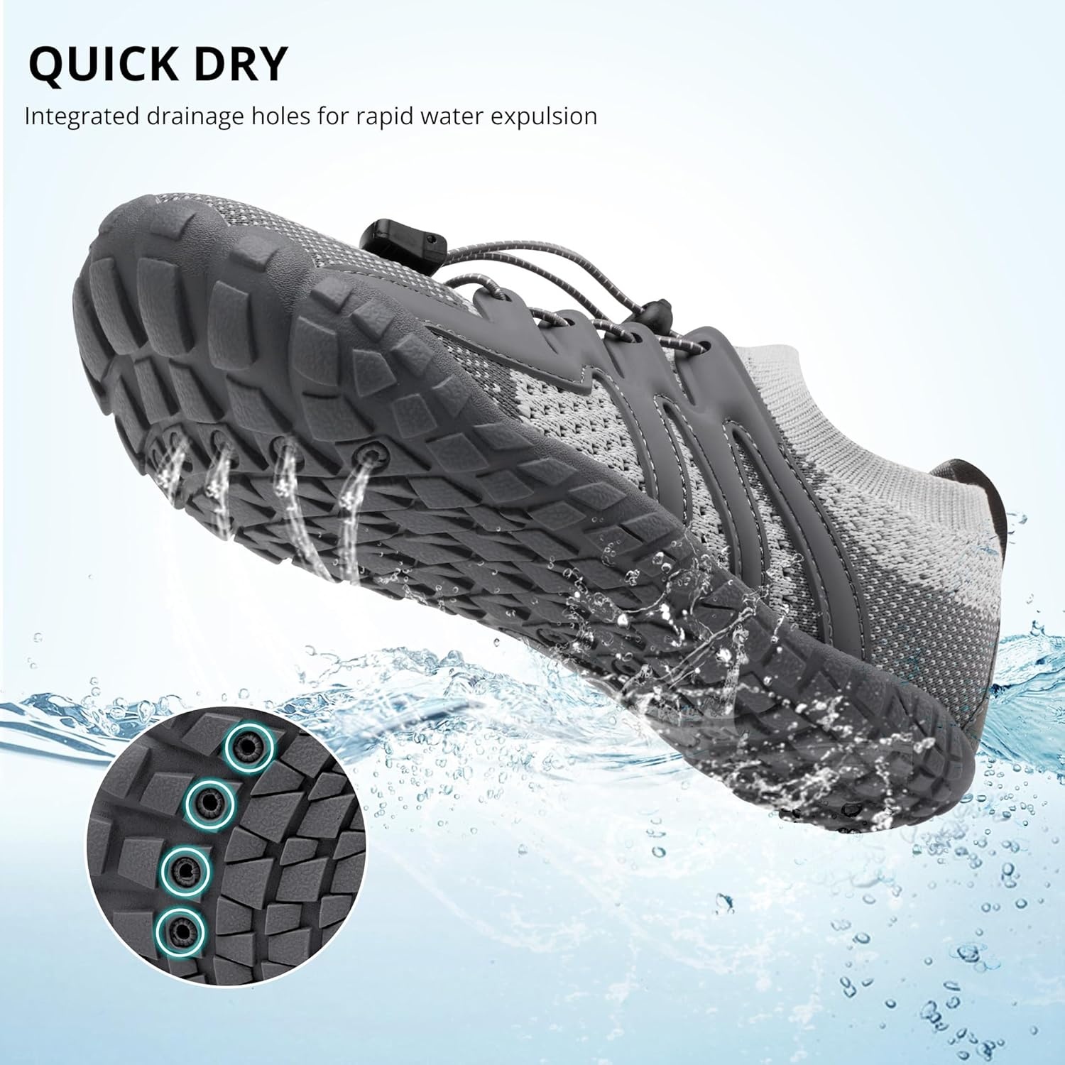 Stelle Water Shoes for Women Men, Quick-Dry Barefoot Aqua Shoes for Beach, Swim, Pool, Boating & Yoga, Lightweight Water Shoes for Adult(Charcoal)