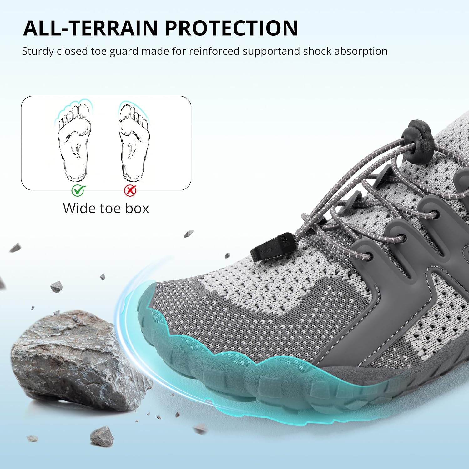 Stelle Water Shoes for Women Men, Quick-Dry Barefoot Aqua Shoes for Beach, Swim, Pool, Boating & Yoga, Lightweight Water Shoes for Adult(Charcoal)