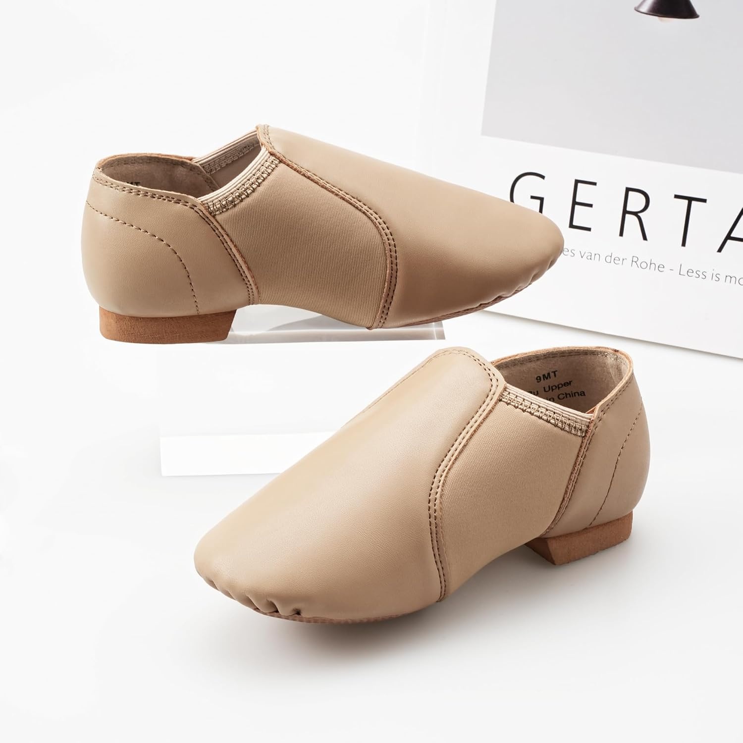 Stelle PU Leather Jazz Shoes for Girls and Boys Dance Shoes(B-tan)