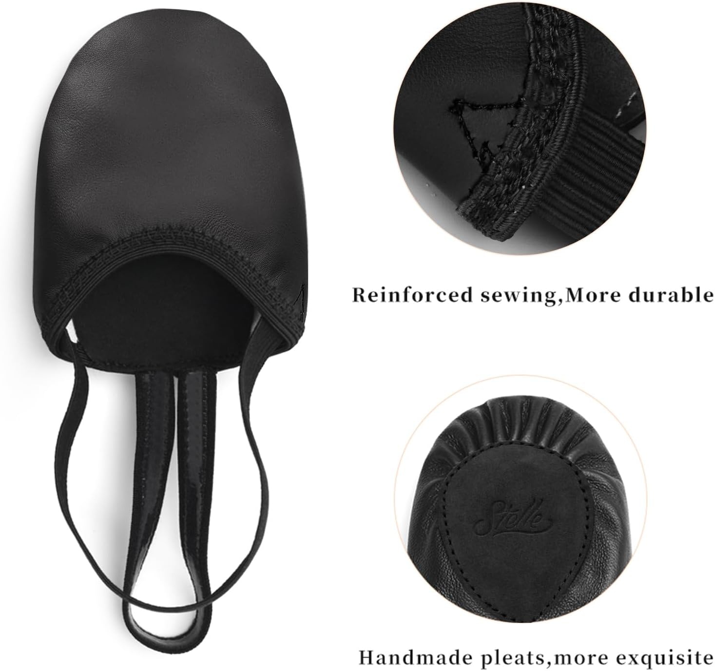 Stelle Genuine Leather Half Soles Dance Shoes Womens Lyrical Pirouette(Black)